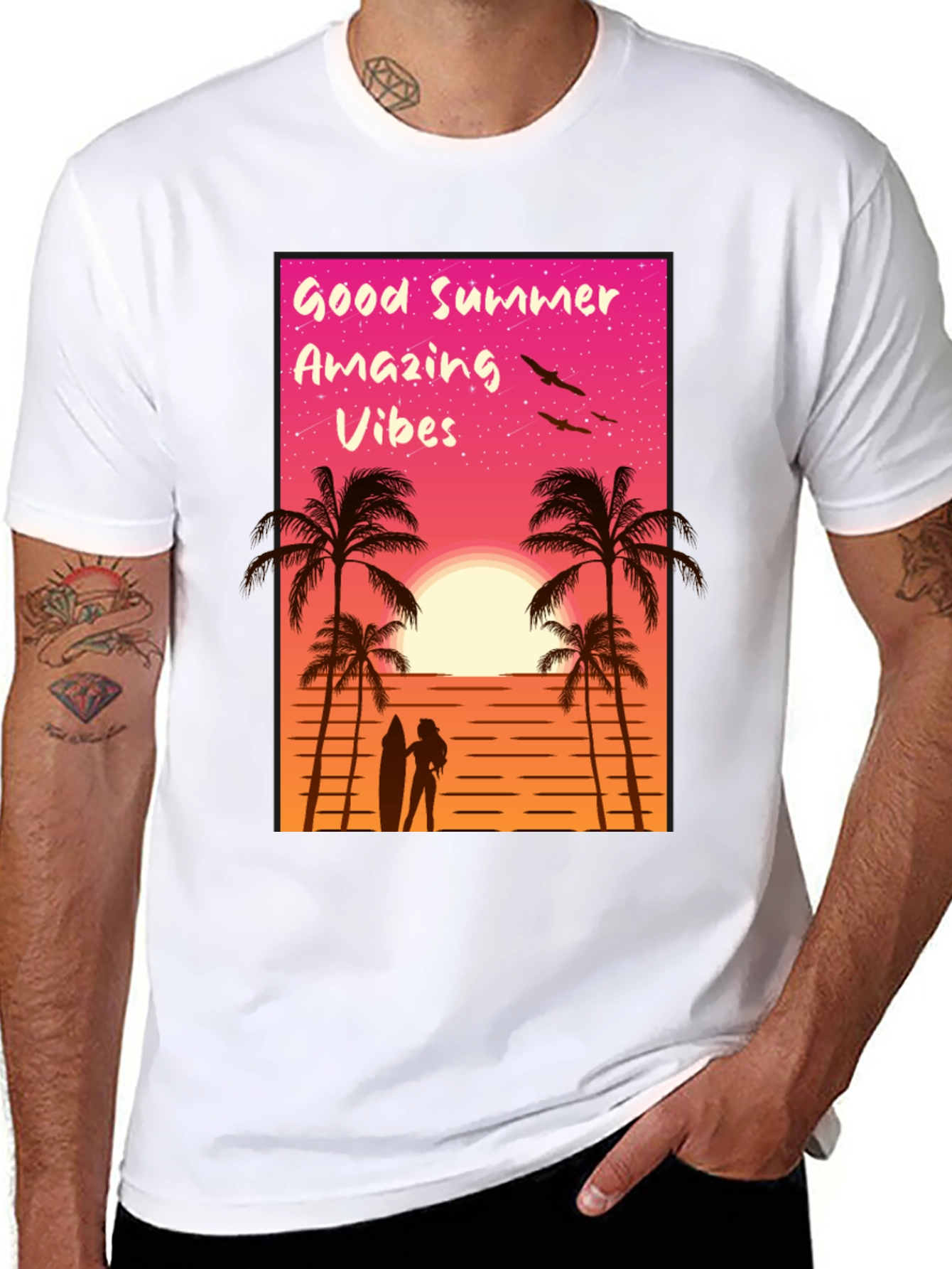 Good Summer Vibes Graphic T-Shirt - Beach Sunset Tee