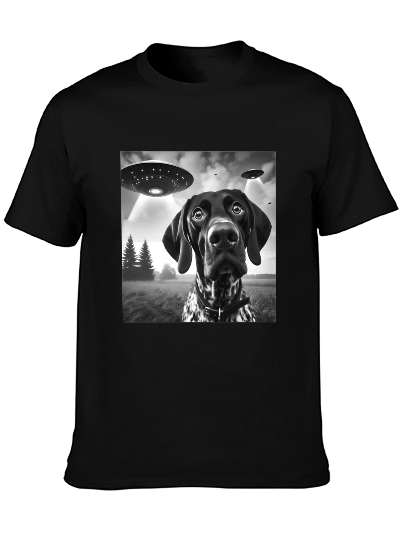 UFO Dog Abduction Graphic T-Shirt