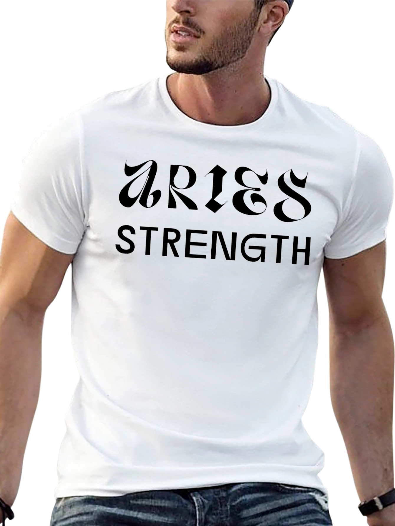 Aries Strength Black Graphic T-Shirt