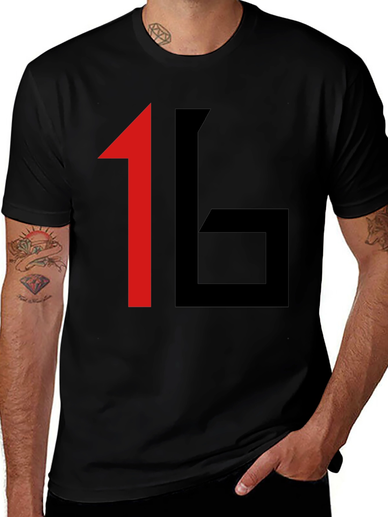 Bold Graphic Tee: 16 Print Black T-Shirt