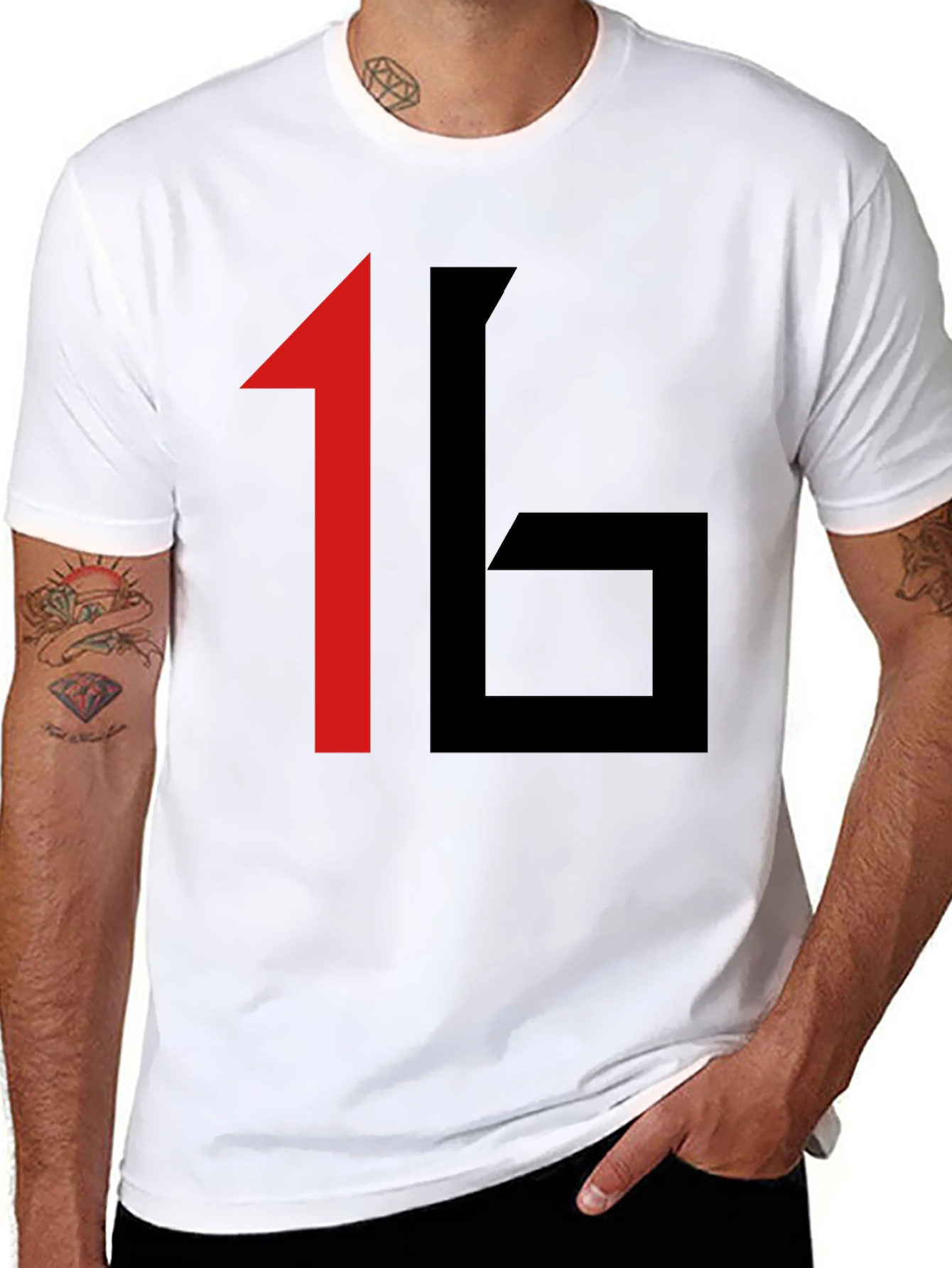 Bold Graphic Tee: 16 Print Black T-Shirt
