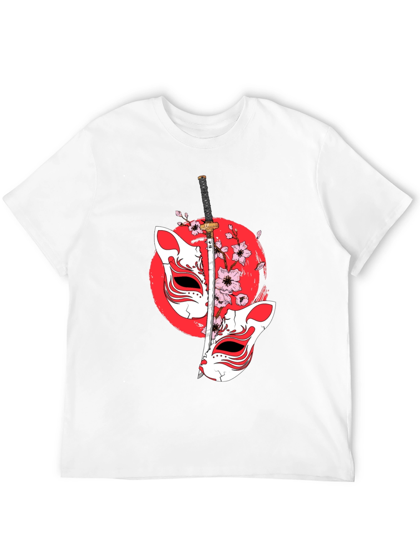 Japanese Fox Mask Katana T-Shirt - Unique Design