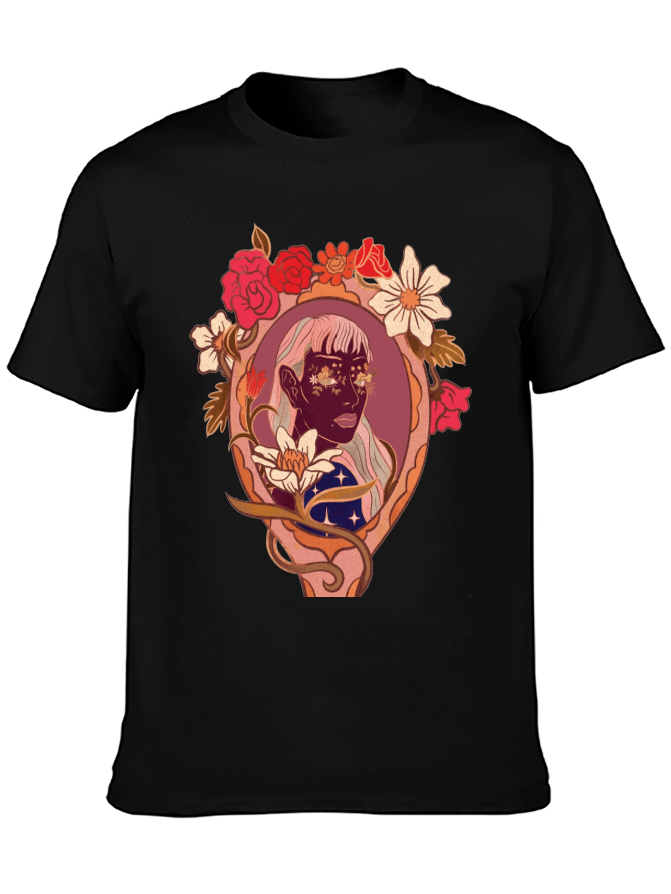 Floral Framed Face Graphic Tee