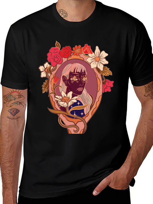 Floral Framed Face Graphic Tee