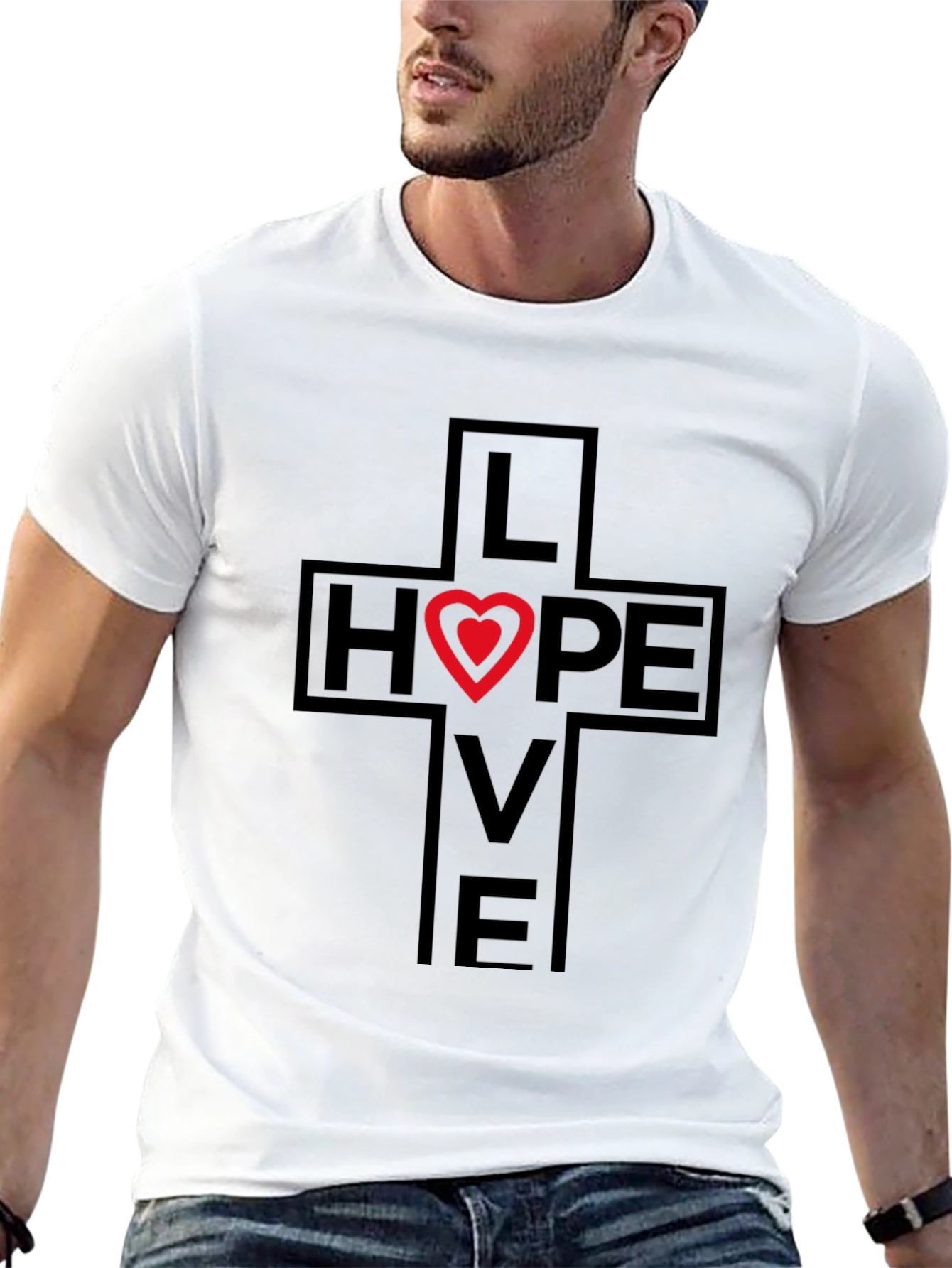 Love Hope T-Shirt Cross Graphic