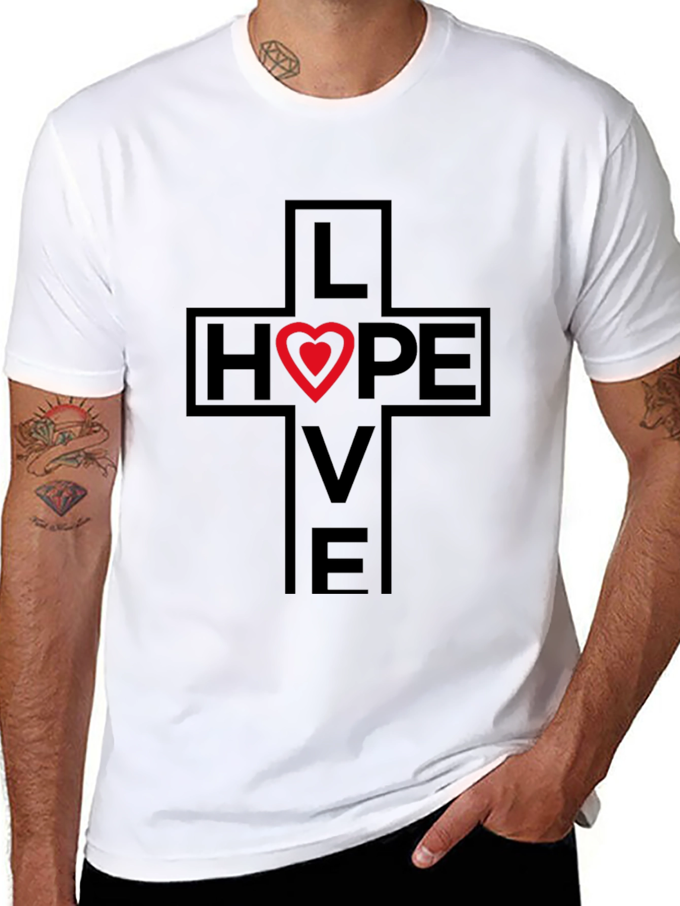Love Hope T-Shirt Cross Graphic