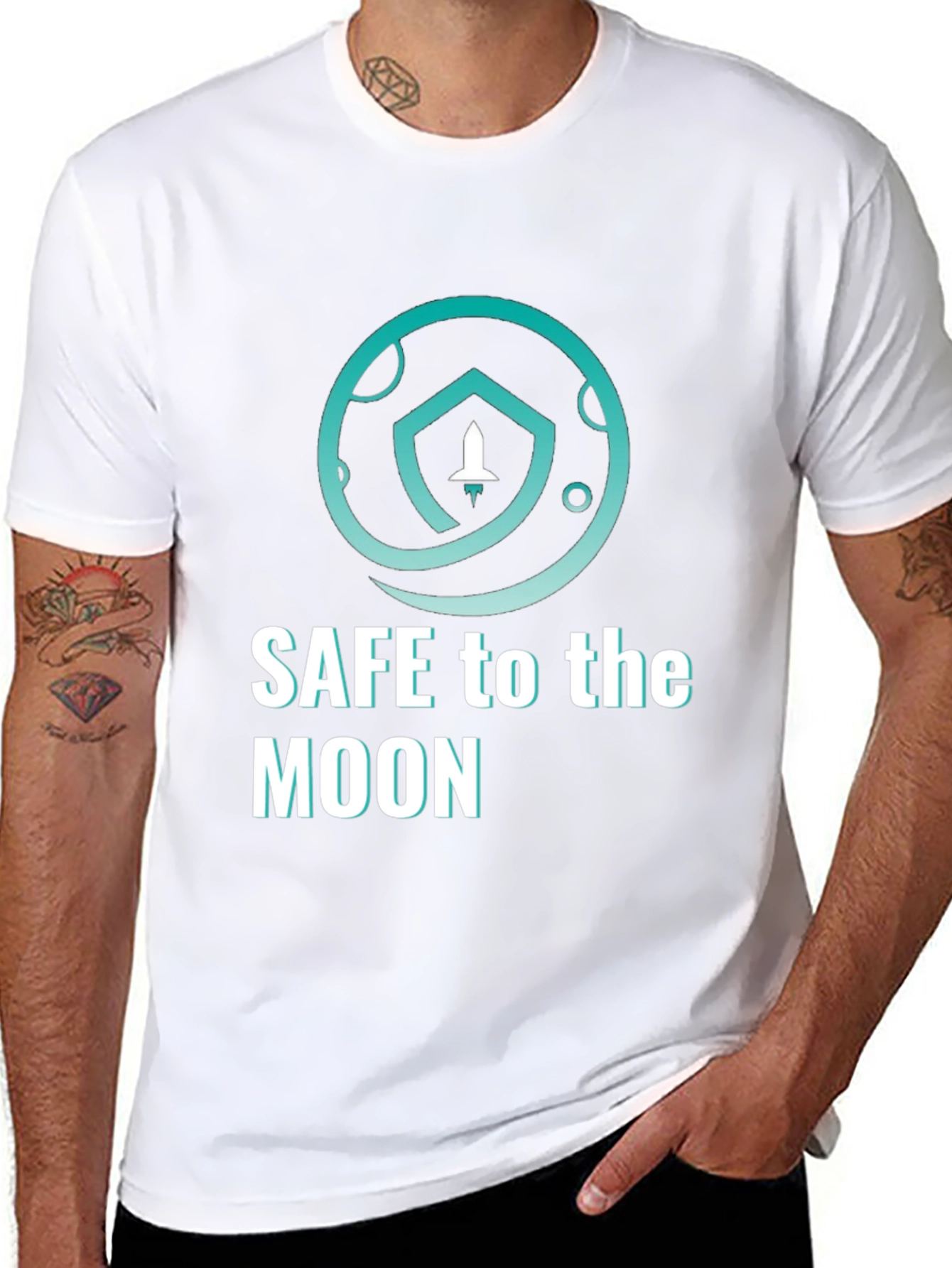 Safe To The Moon T-Shirt Black Cryptocurrency Graphic Tee