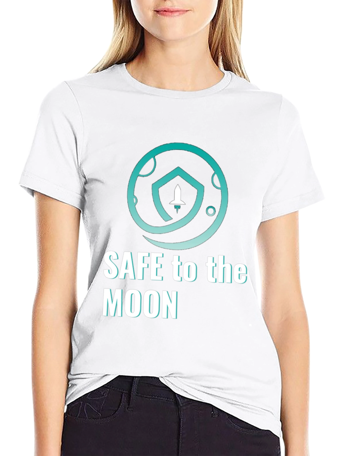 Safe To The Moon T-Shirt Black Cryptocurrency Graphic Tee