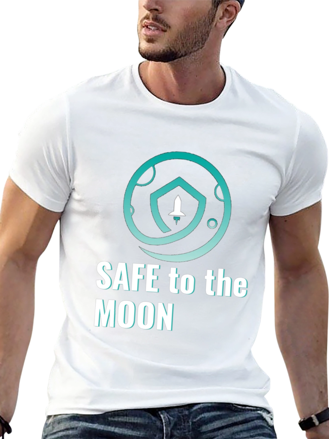 Safe To The Moon T-Shirt Black Cryptocurrency Graphic Tee