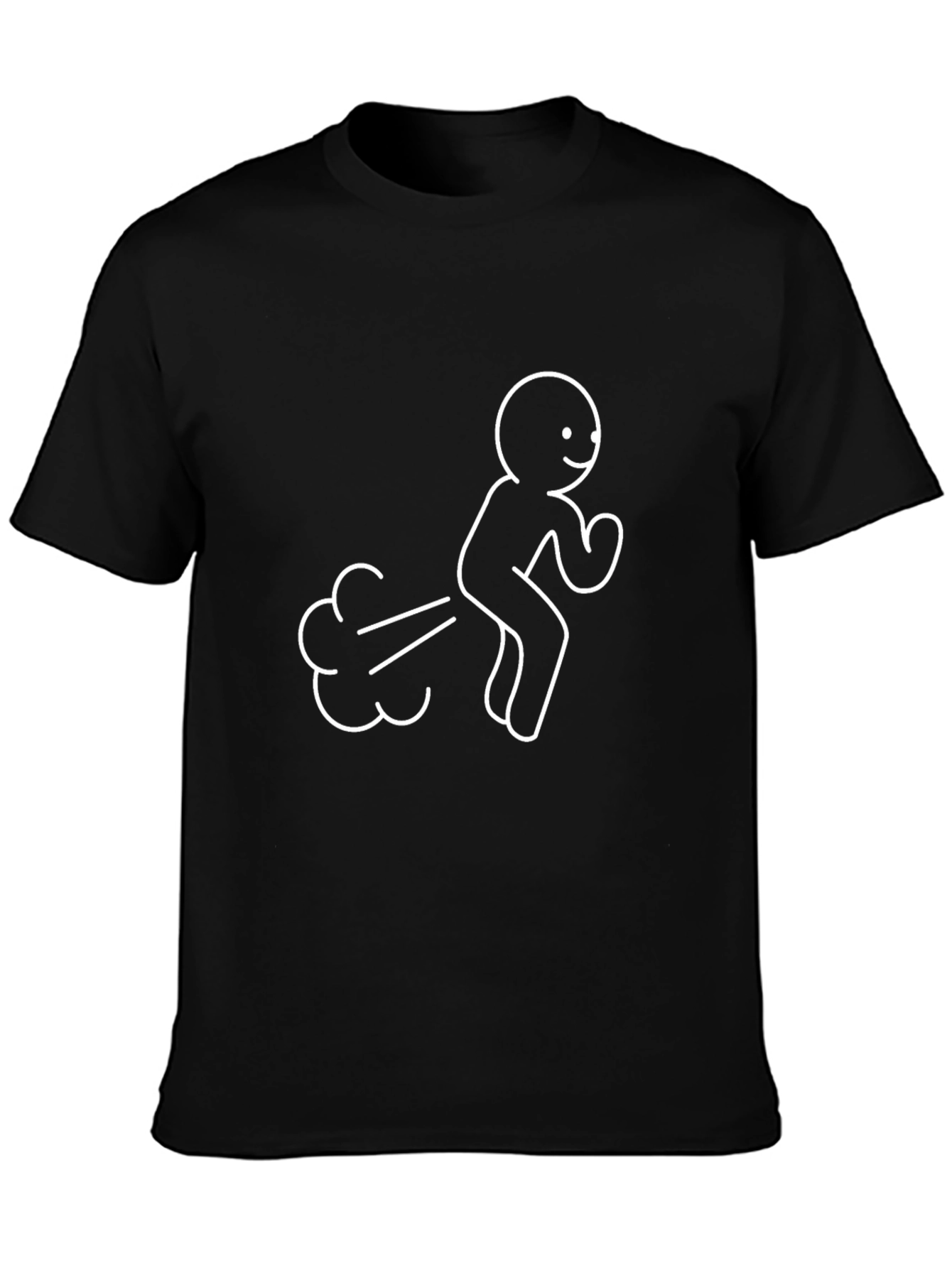 Funny Stick Figure Farting Black T-Shirt