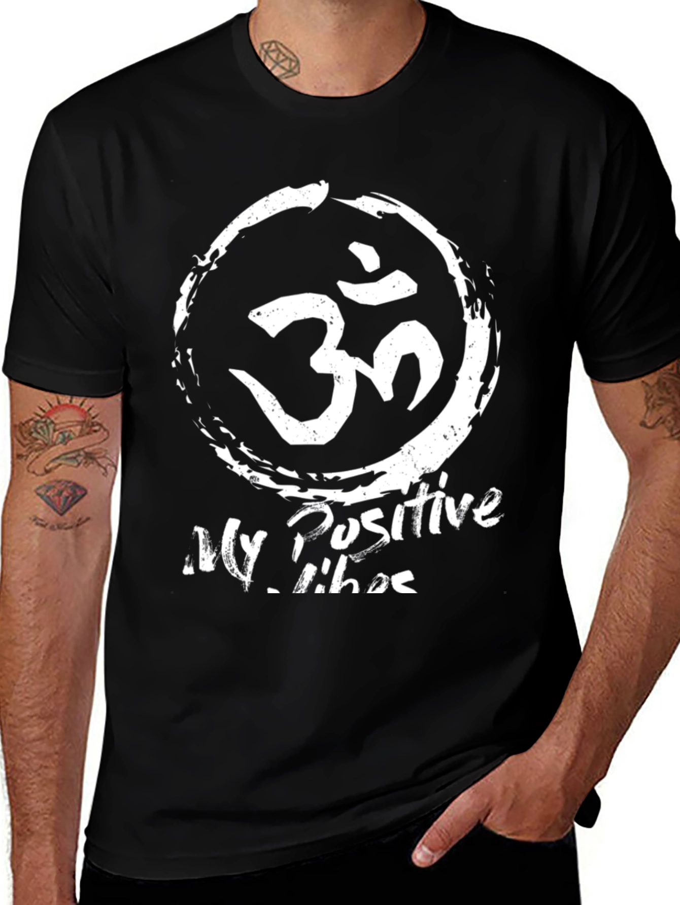 Mens Black My Positive Vibes Graphic Tee