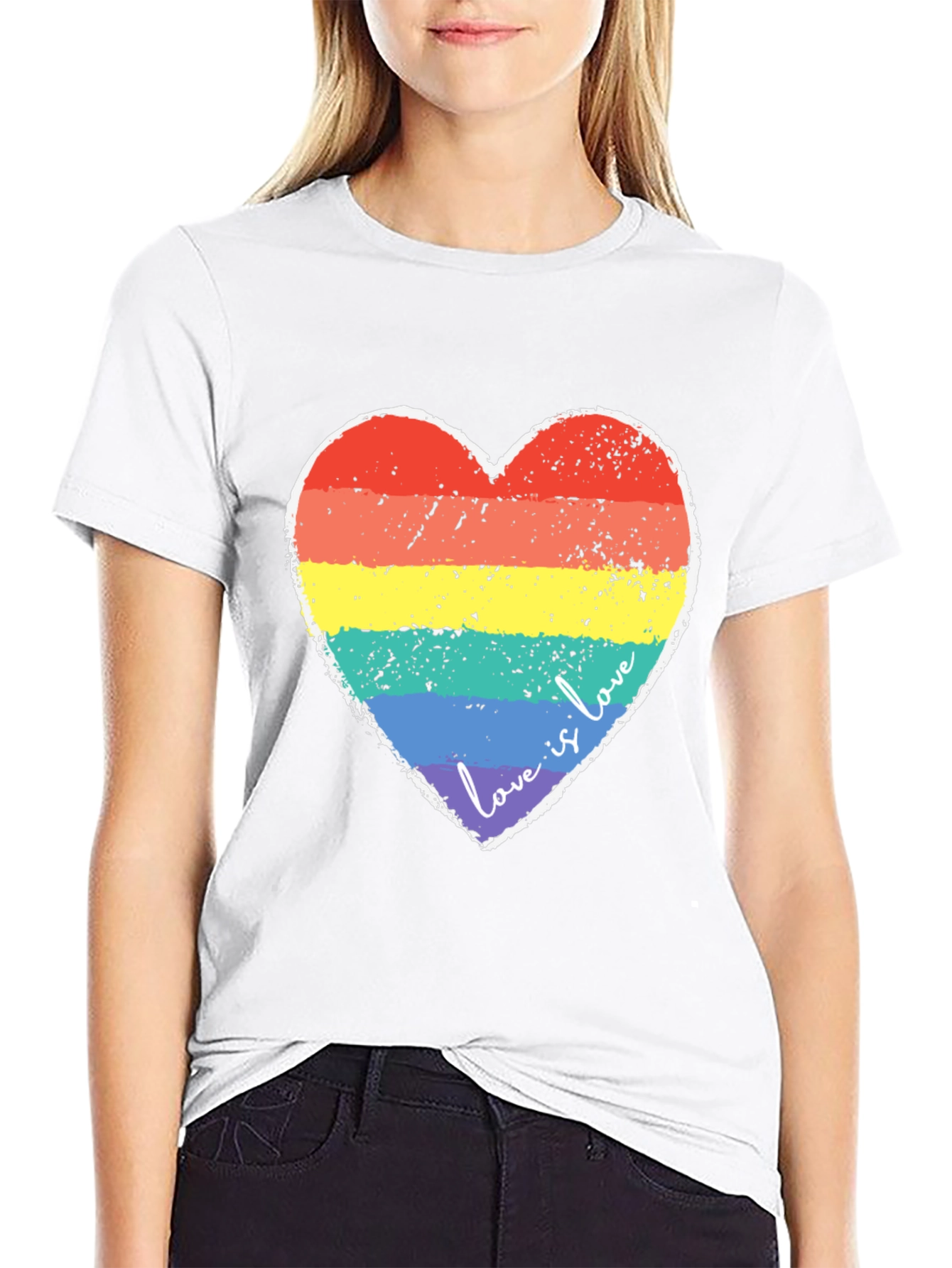 Love Is Love Rainbow Heart Graphic Tee