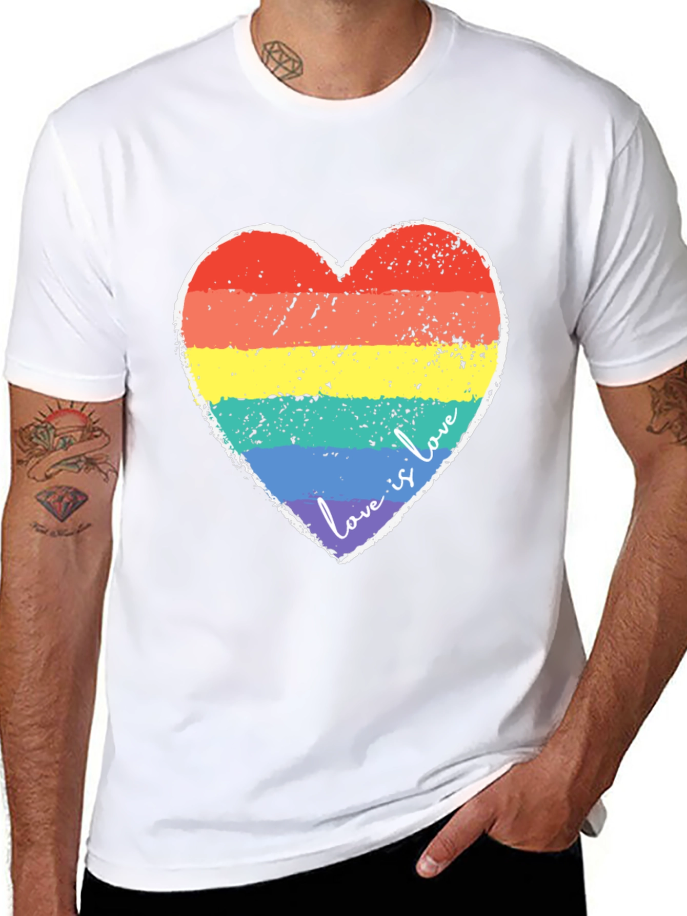Love Is Love Rainbow Heart Graphic Tee