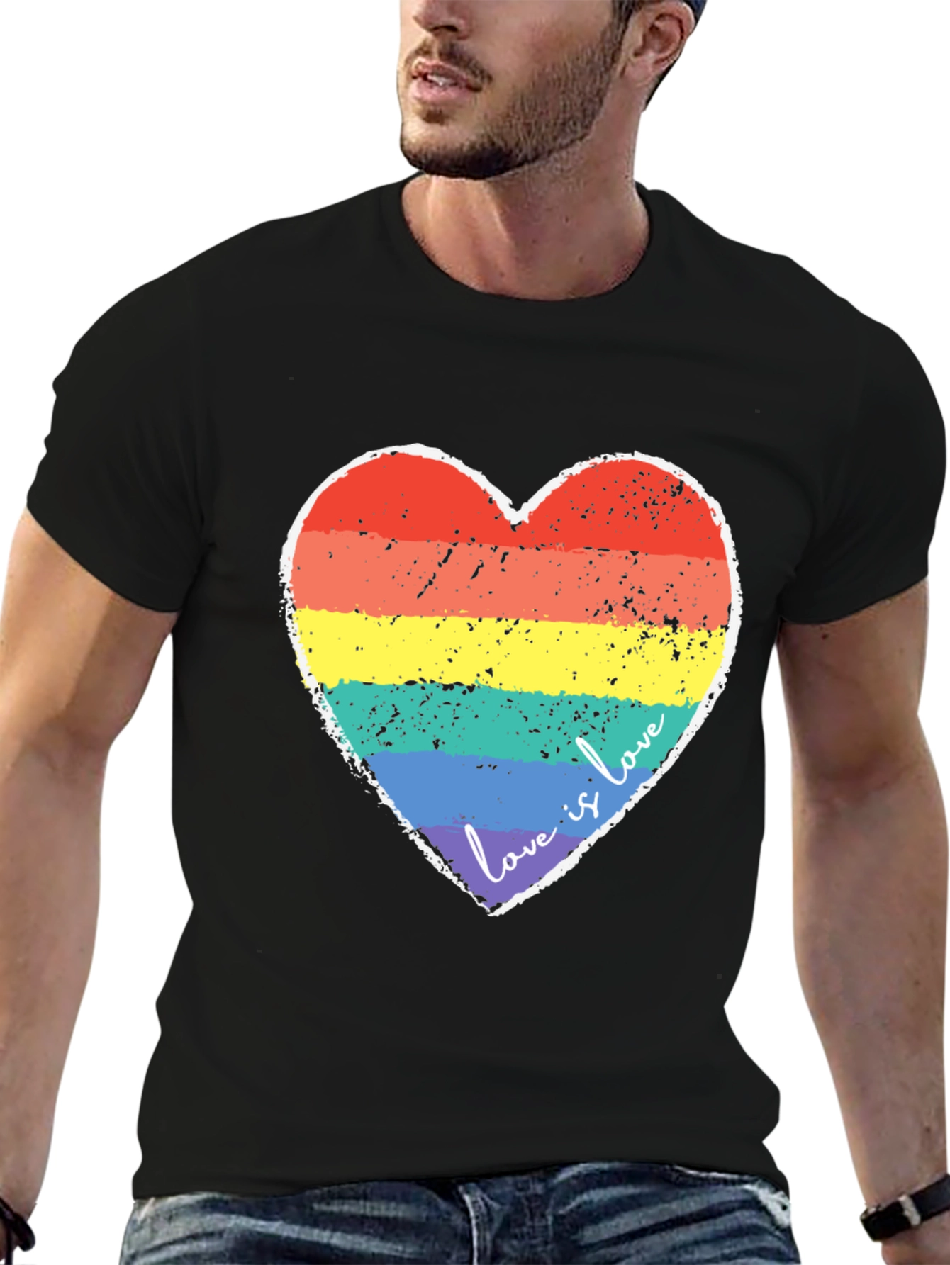 Love Is Love Rainbow Heart Graphic Tee