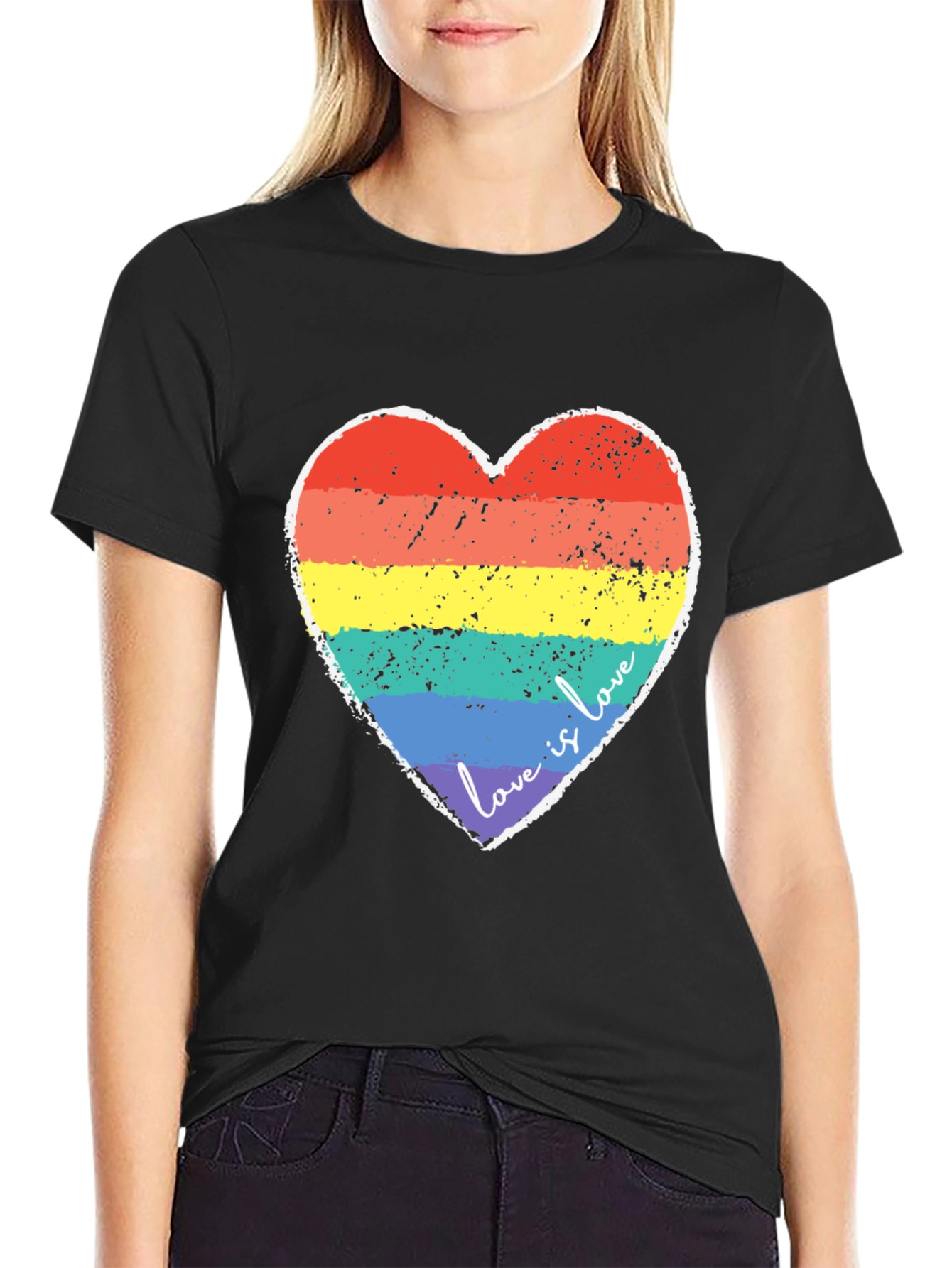 Love Is Love Rainbow Heart Graphic Tee