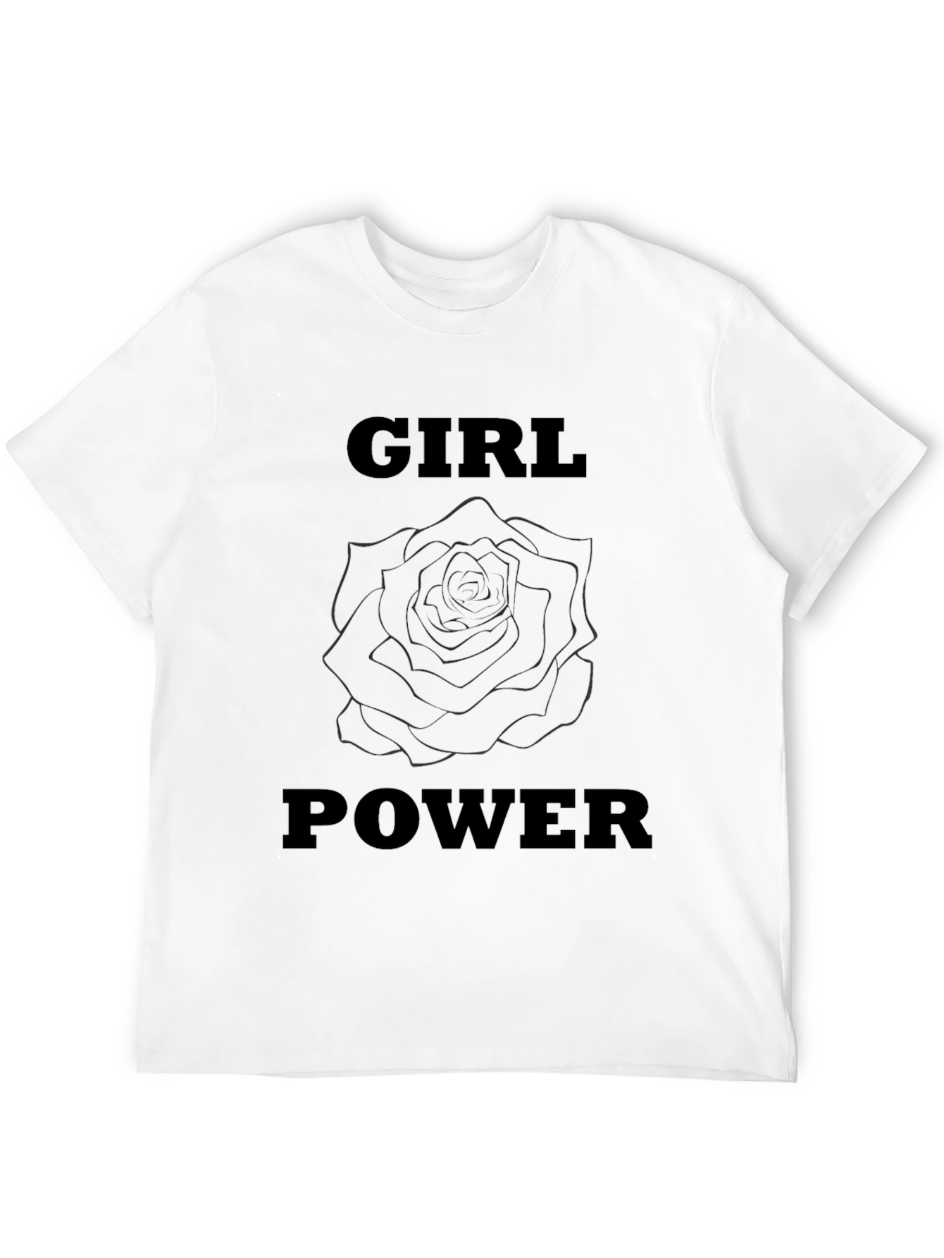Girl Power Rose Graphic Tee - Black