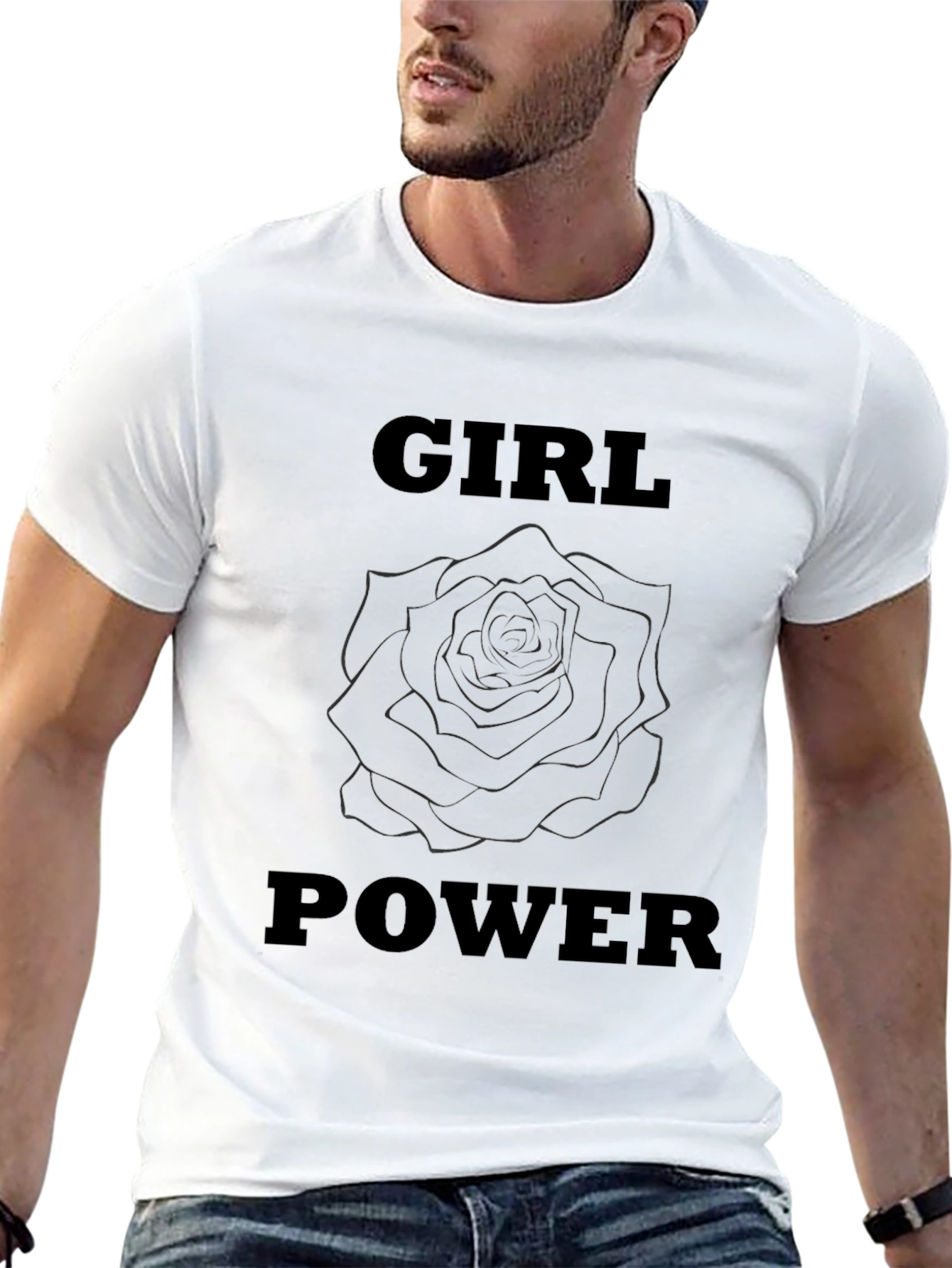 Girl Power Rose Graphic Tee - Black