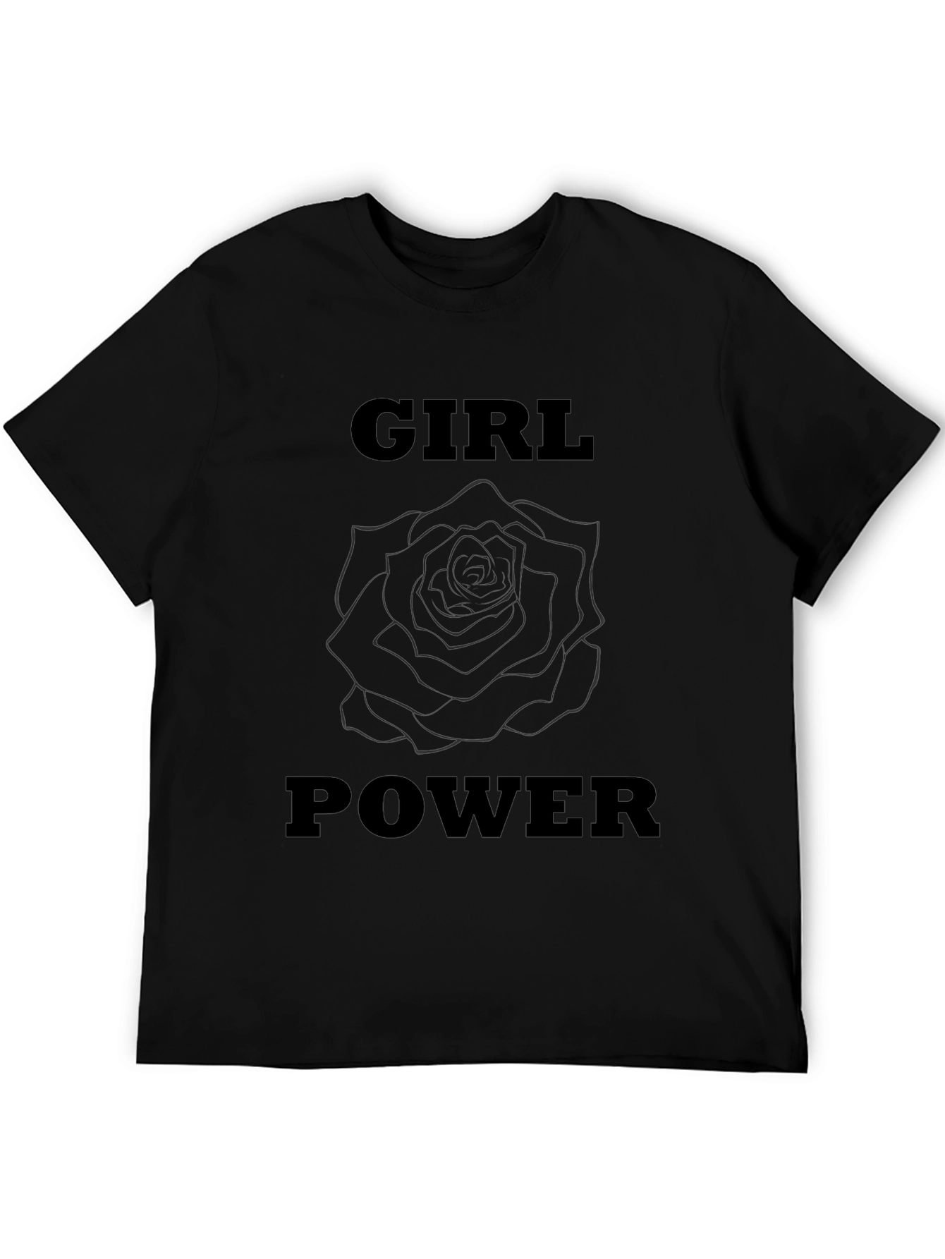Girl Power Rose Graphic Tee - Black