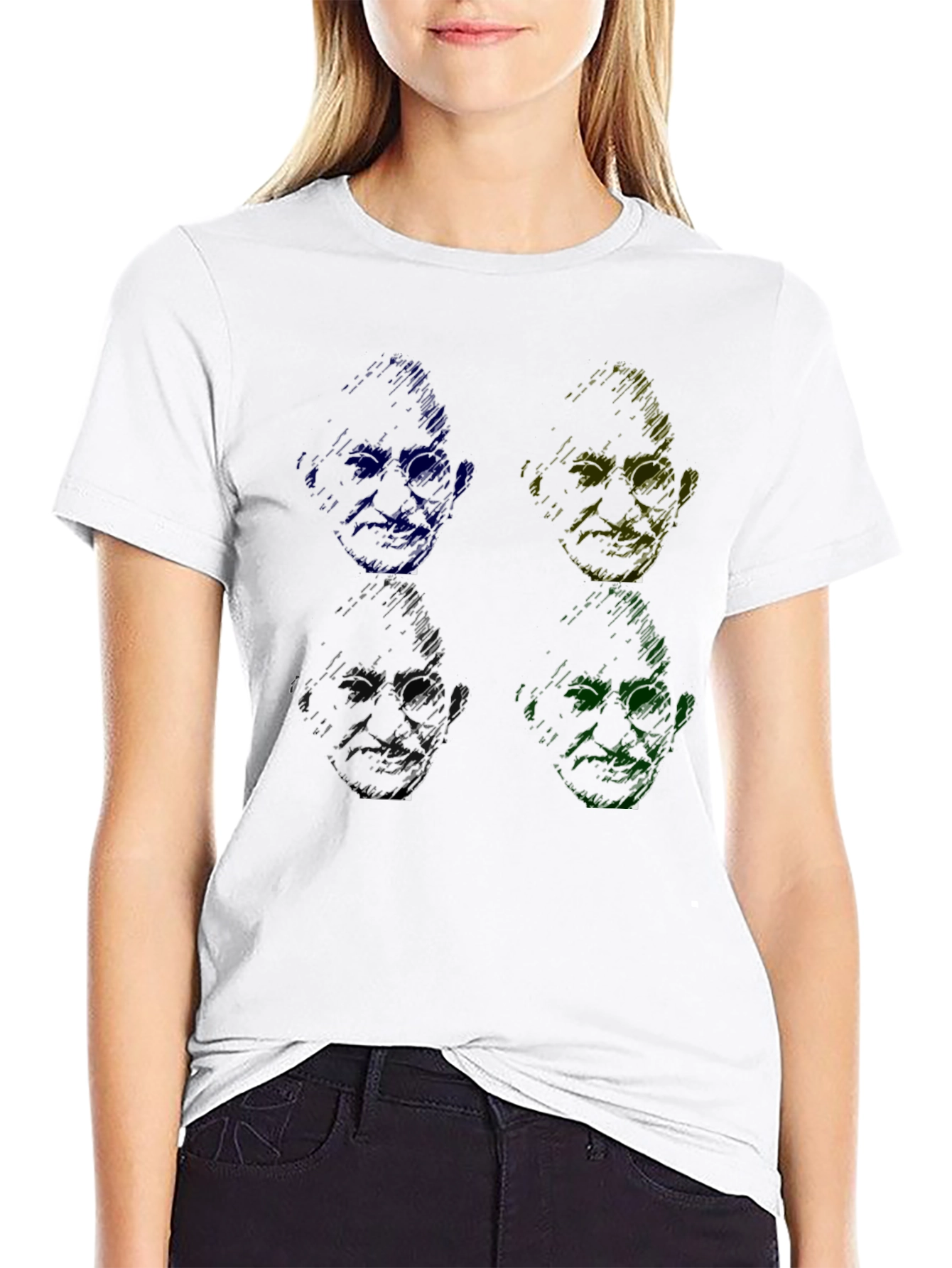 Pop Art Gandhi T-Shirt - Unique Scribble Design