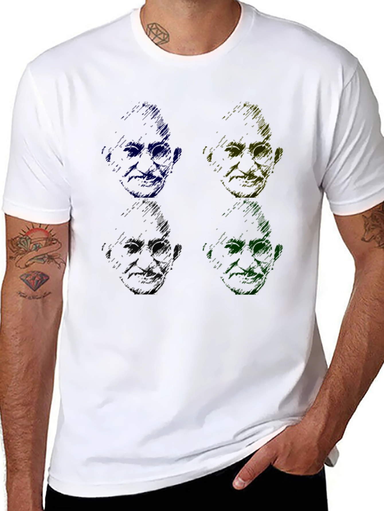 Pop Art Gandhi T-Shirt - Unique Scribble Design