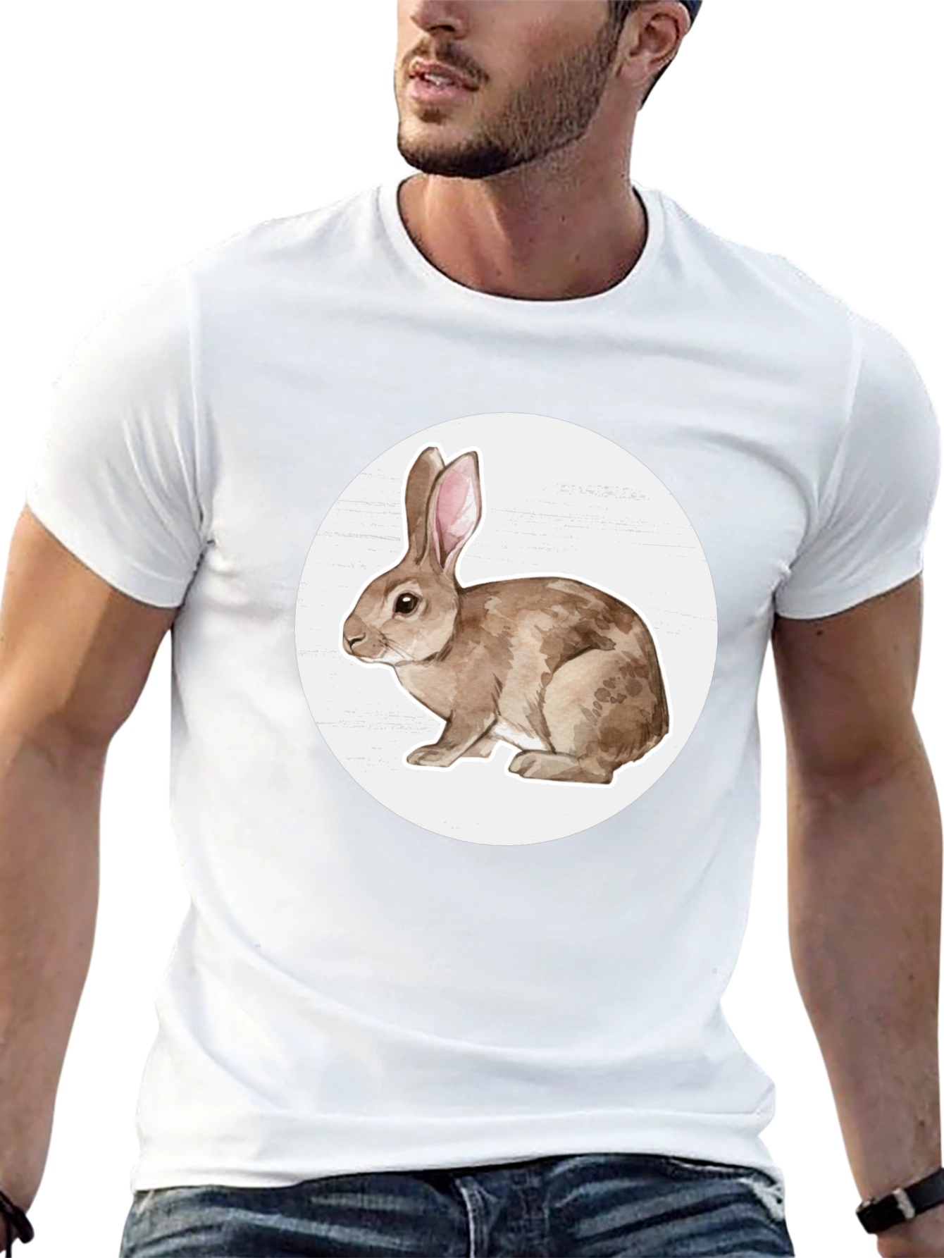 Rabbit Graphic Tee - Black Cotton Blend