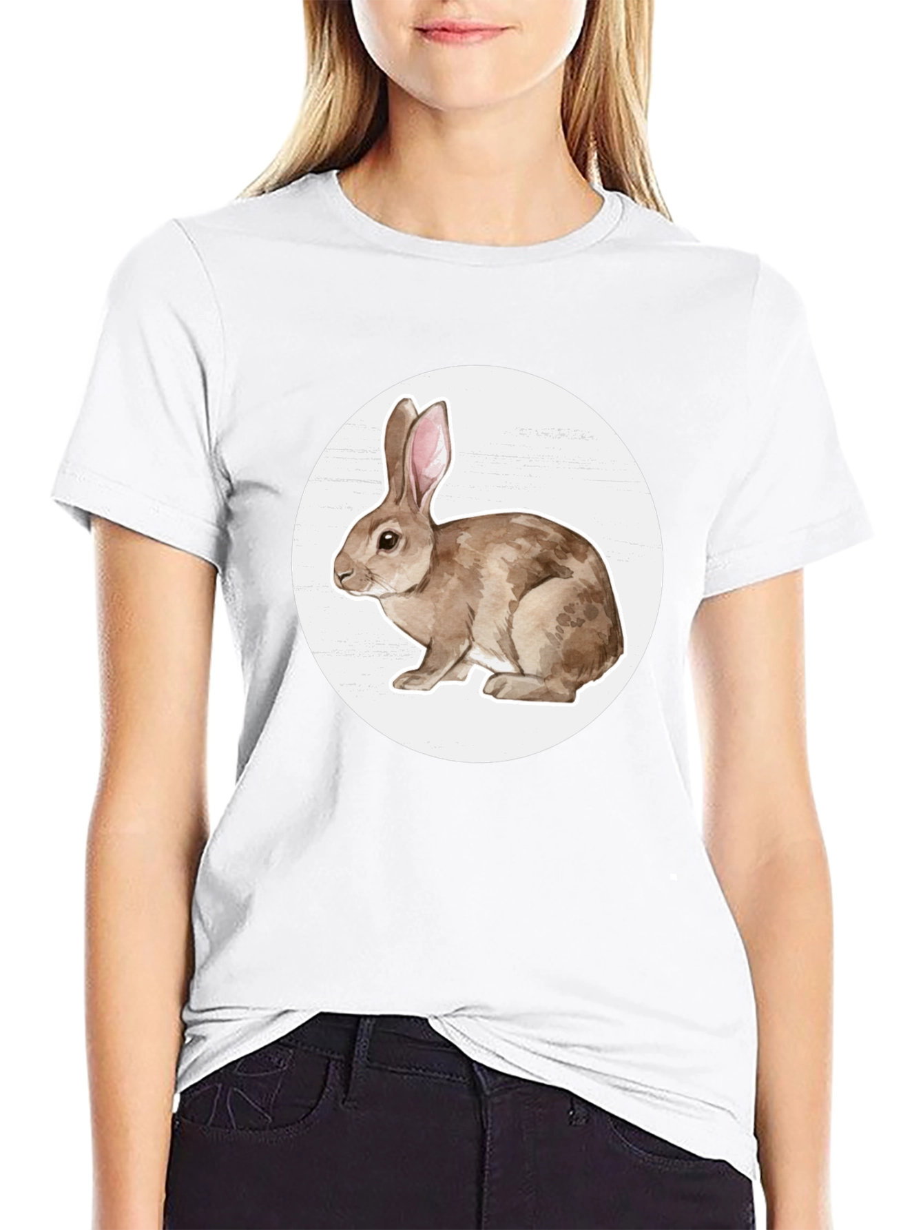 Rabbit Graphic Tee - Black Cotton Blend