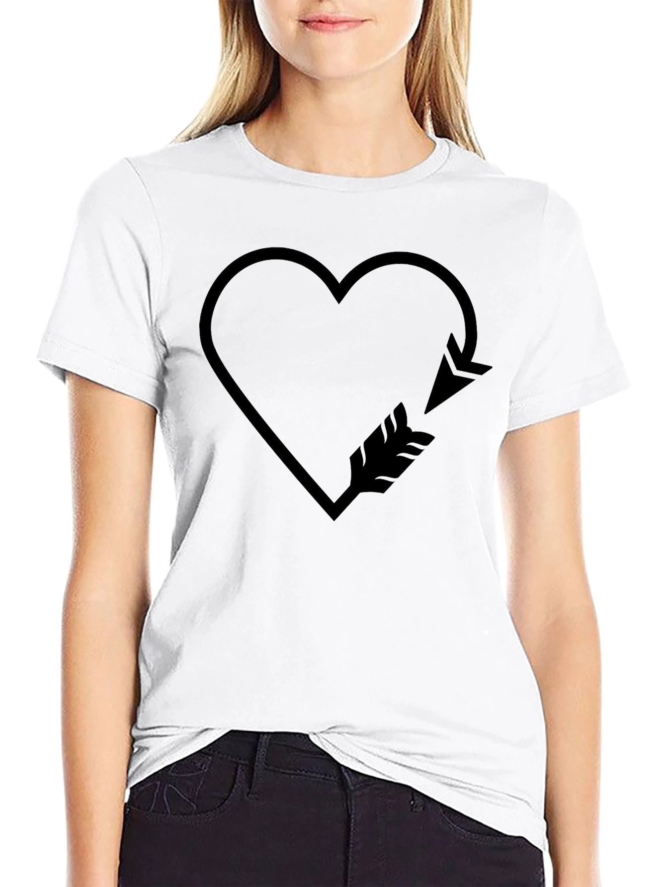 Heart Arrow Graphic Tee - Trendy Casual Wear