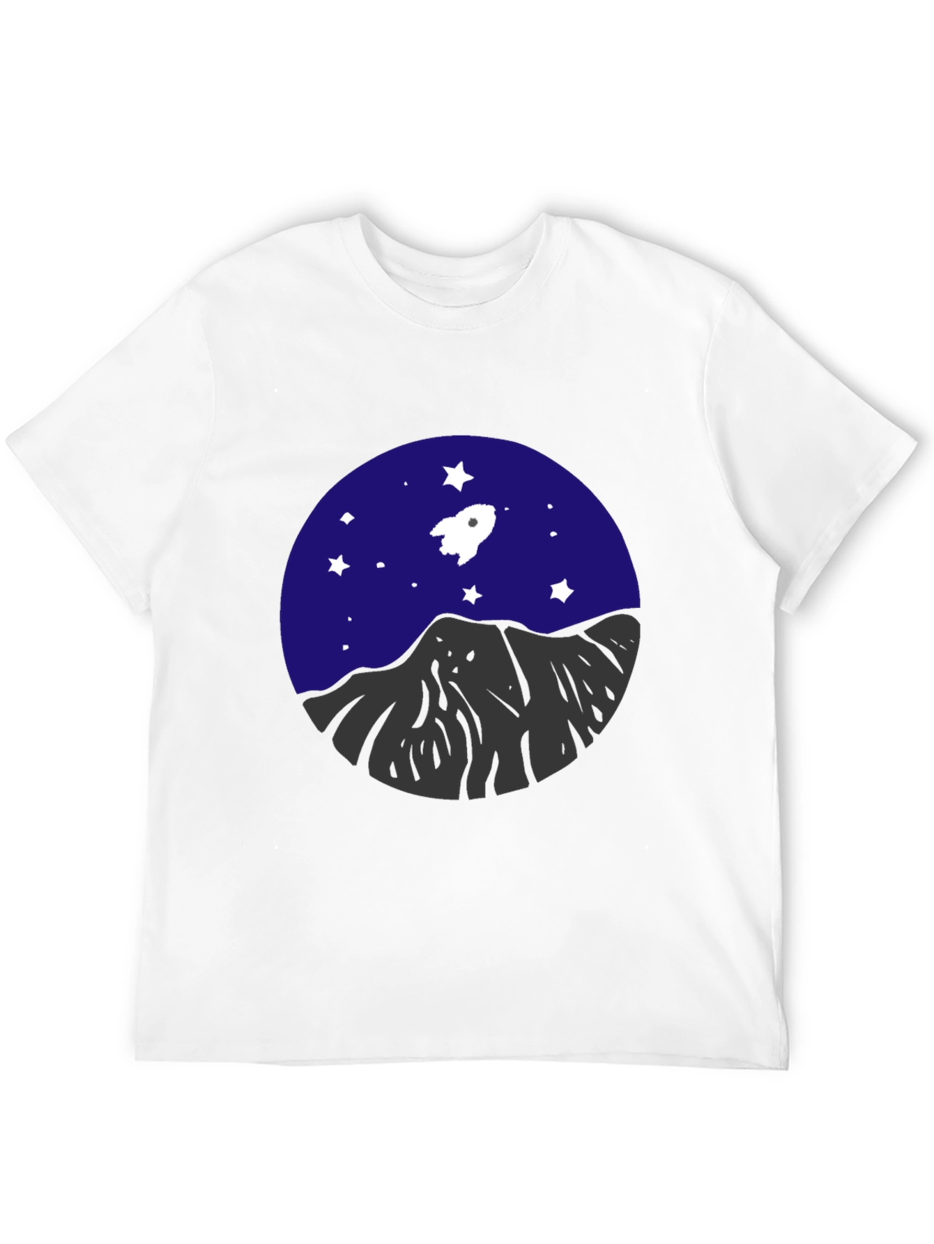 Rocket & Mountain Graphic Tee - Space Adventure Shirt