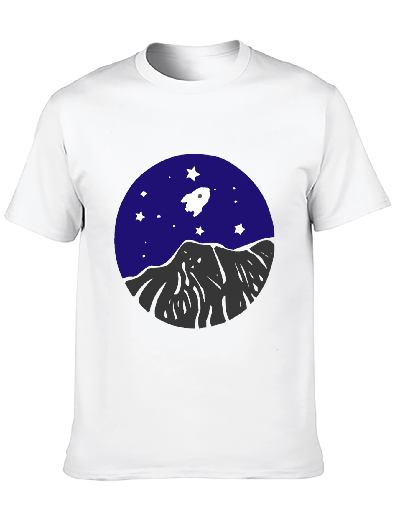 Rocket & Mountain Graphic Tee - Space Adventure Shirt
