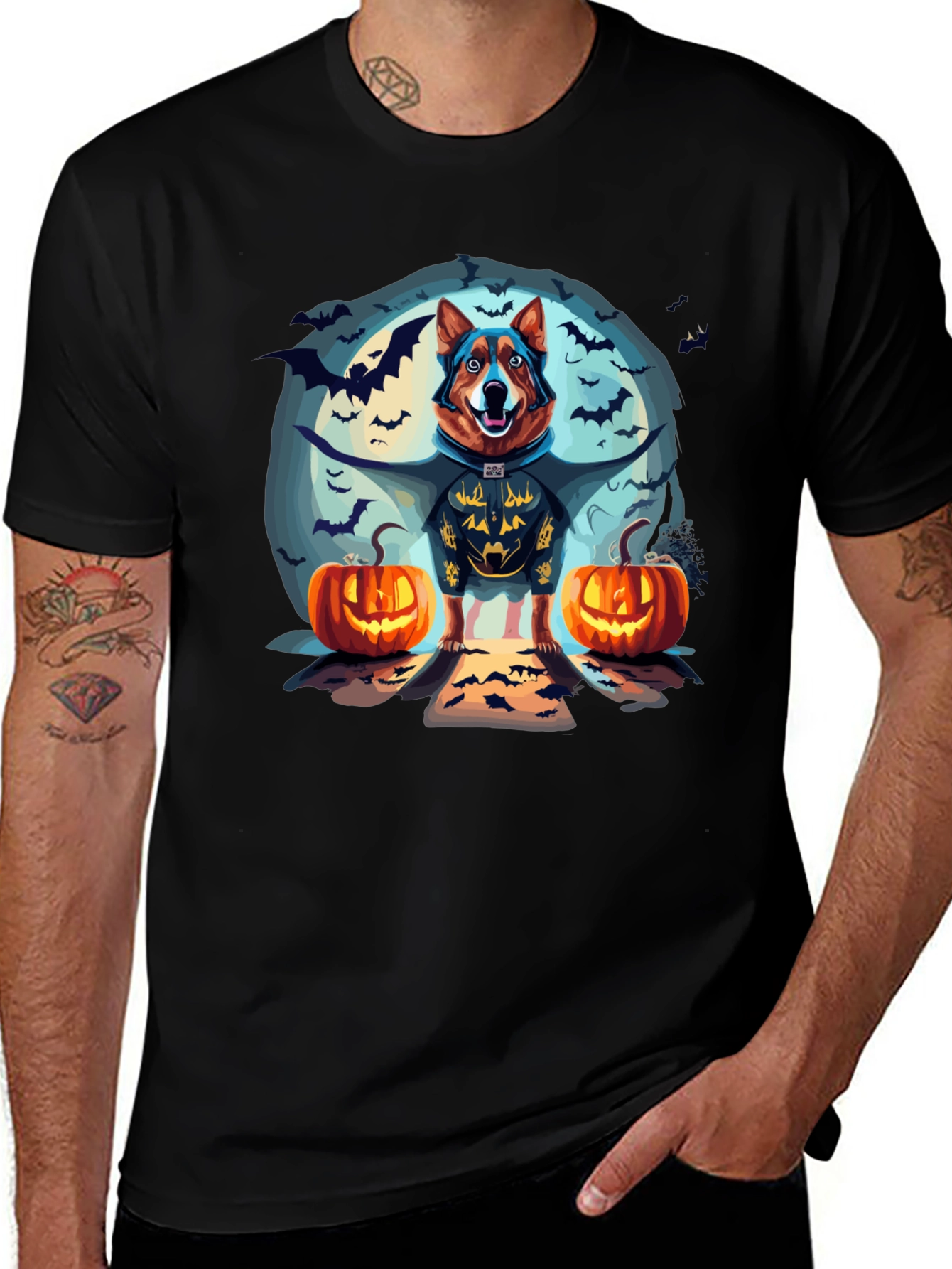 Halloween Dog Graphic T-Shirt