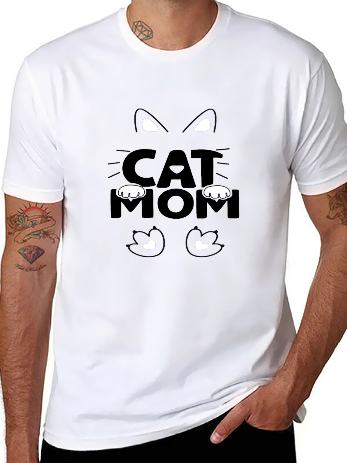 Cat Mom Black T-Shirt