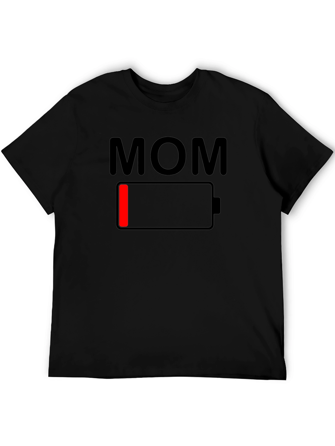 Mom Low Battery Graphic Tee - Black Cotton T-Shirt