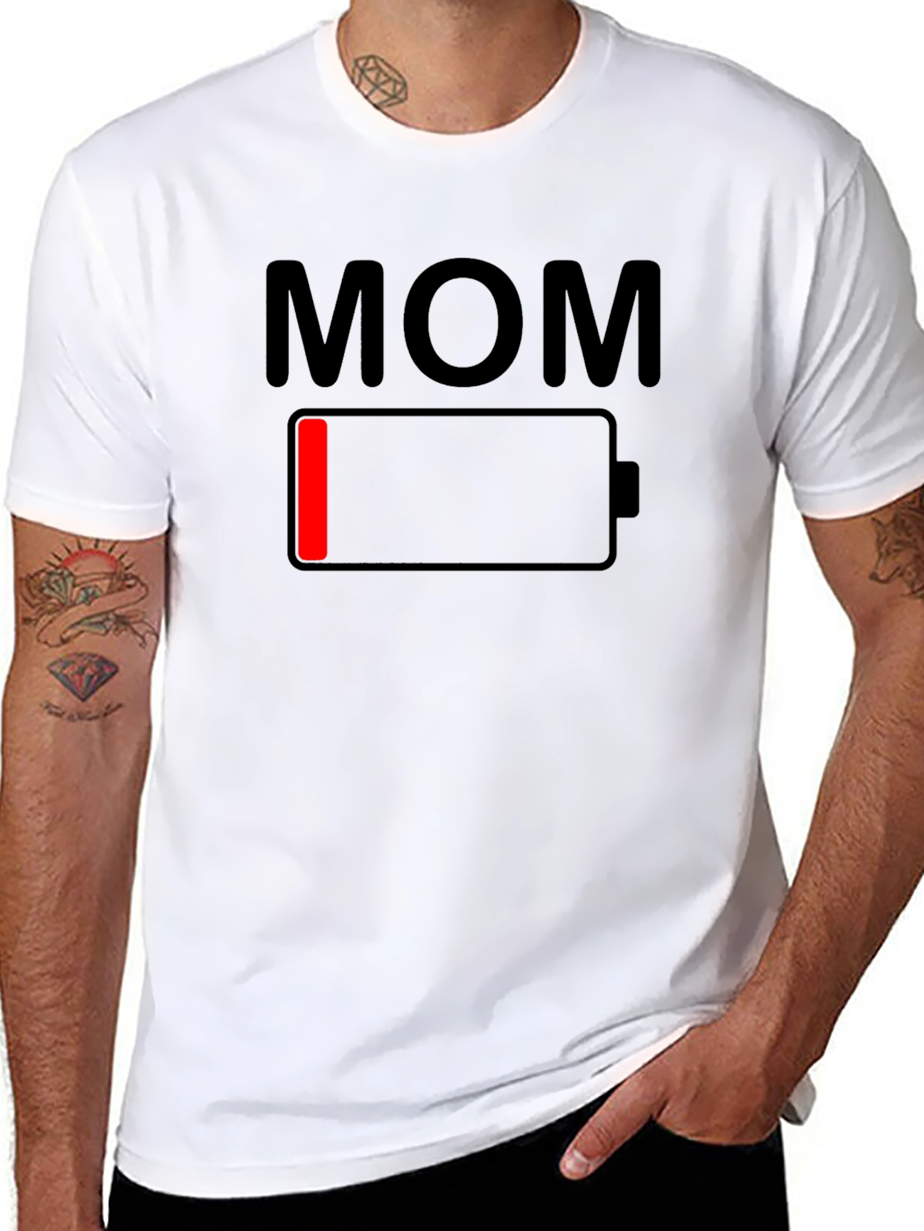 Mom Low Battery Graphic Tee - Black Cotton T-Shirt