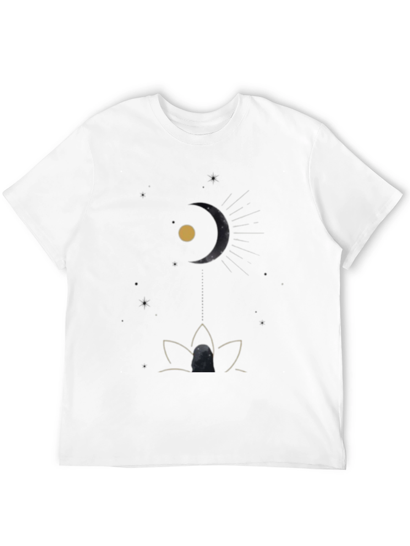 Celestial Moon & Lotus Black T-Shirt