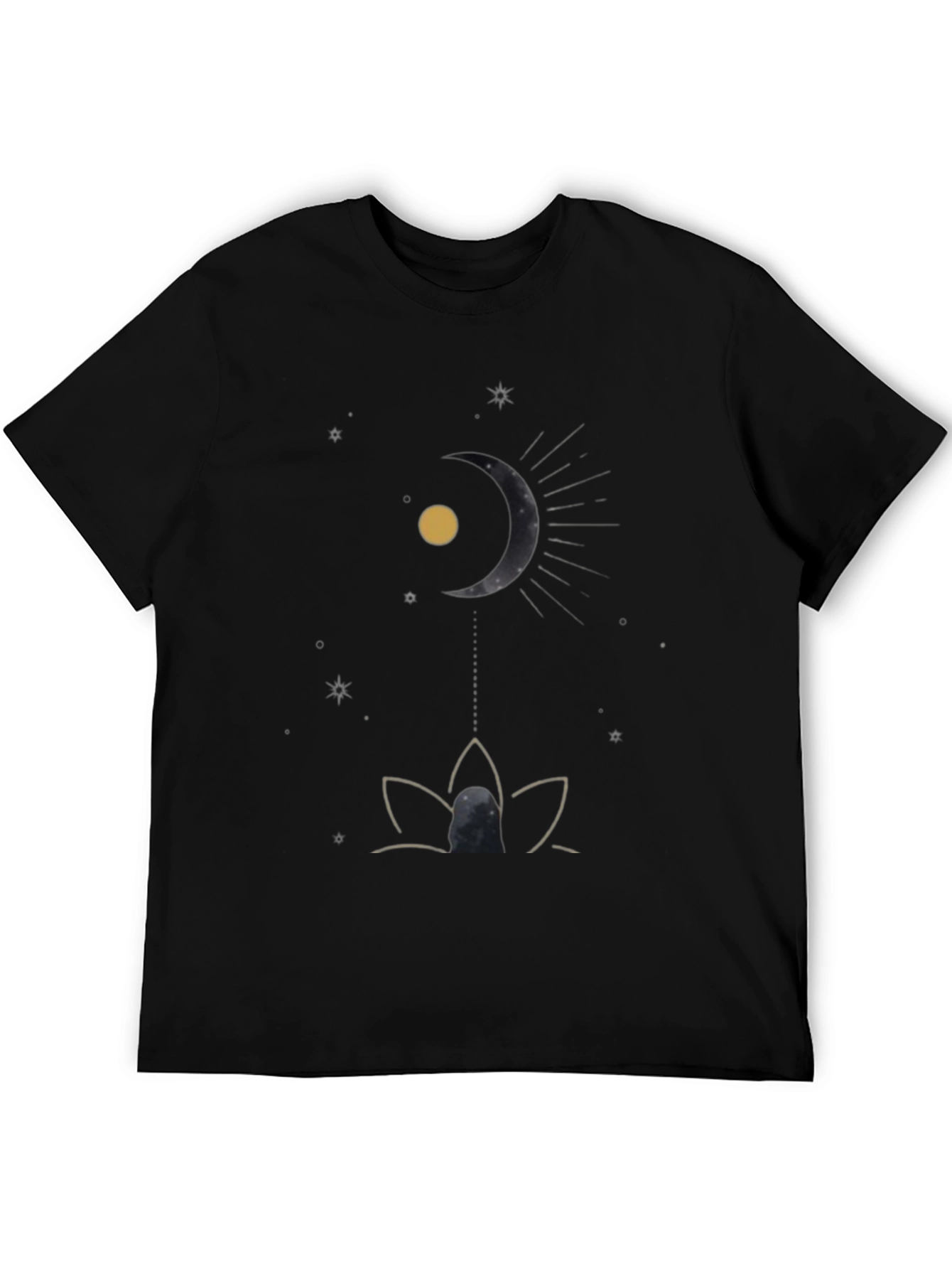 Celestial Moon & Lotus Black T-Shirt