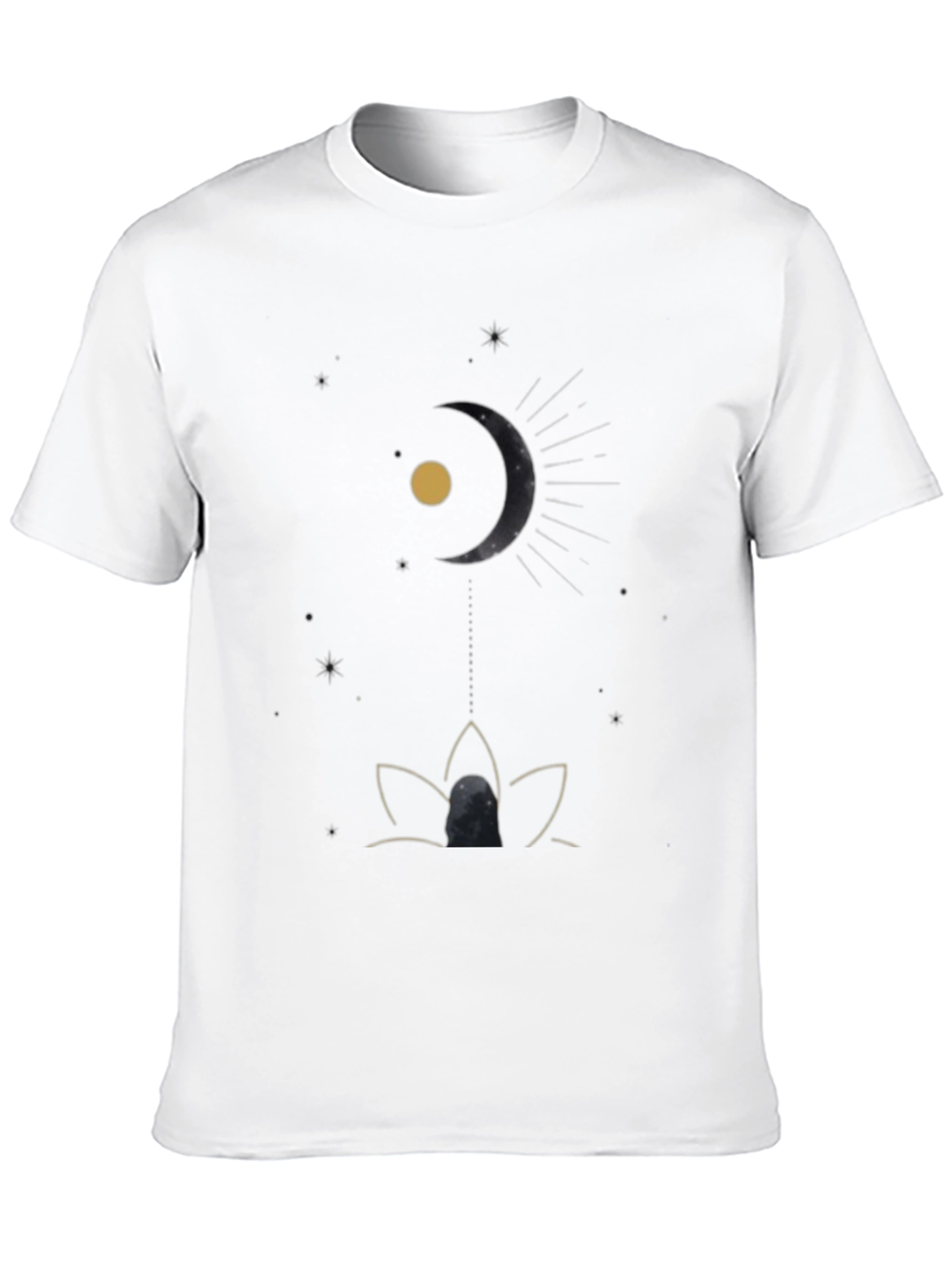 Celestial Moon & Lotus Black T-Shirt