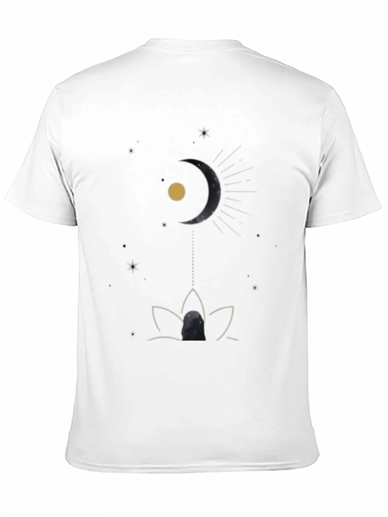 Celestial Moon & Lotus Black T-Shirt