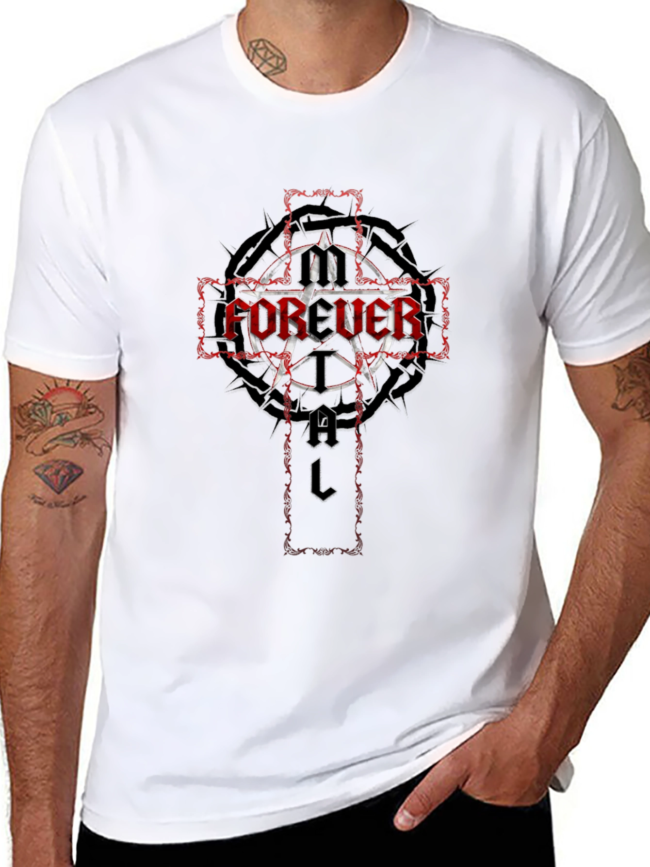 Forever Fatal Graphic Tee - Gothic Cross Design