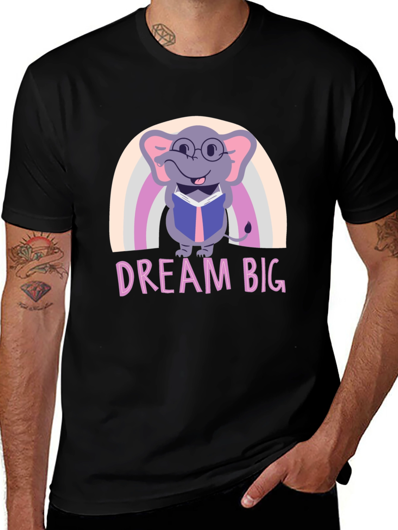 Dream Big Elephant Rainbow Graphic Tee