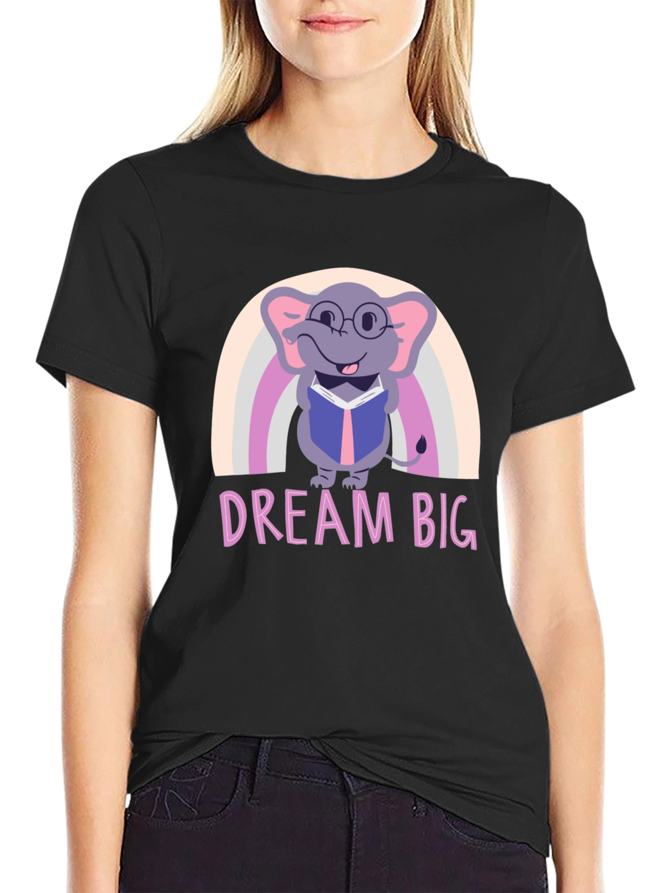 Dream Big Elephant Rainbow Graphic Tee