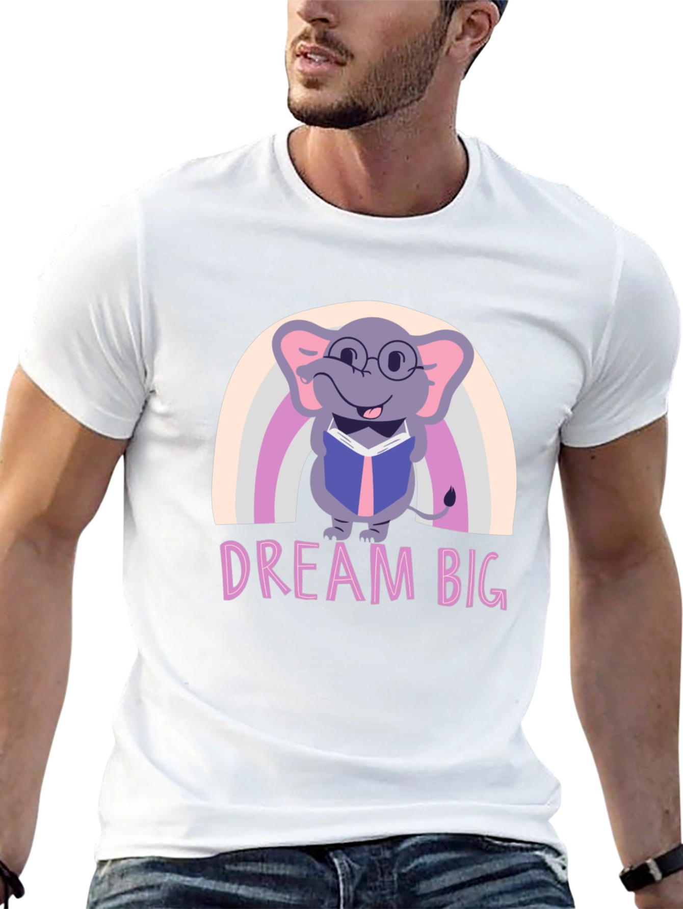 Dream Big Elephant Rainbow Graphic Tee