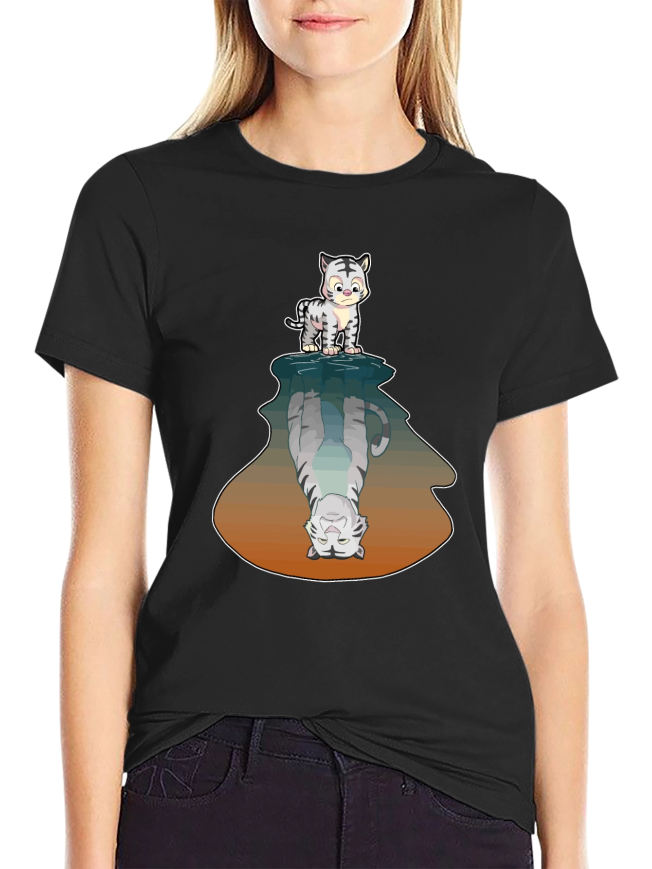 Cute Tiger Reflection Graphic Tee