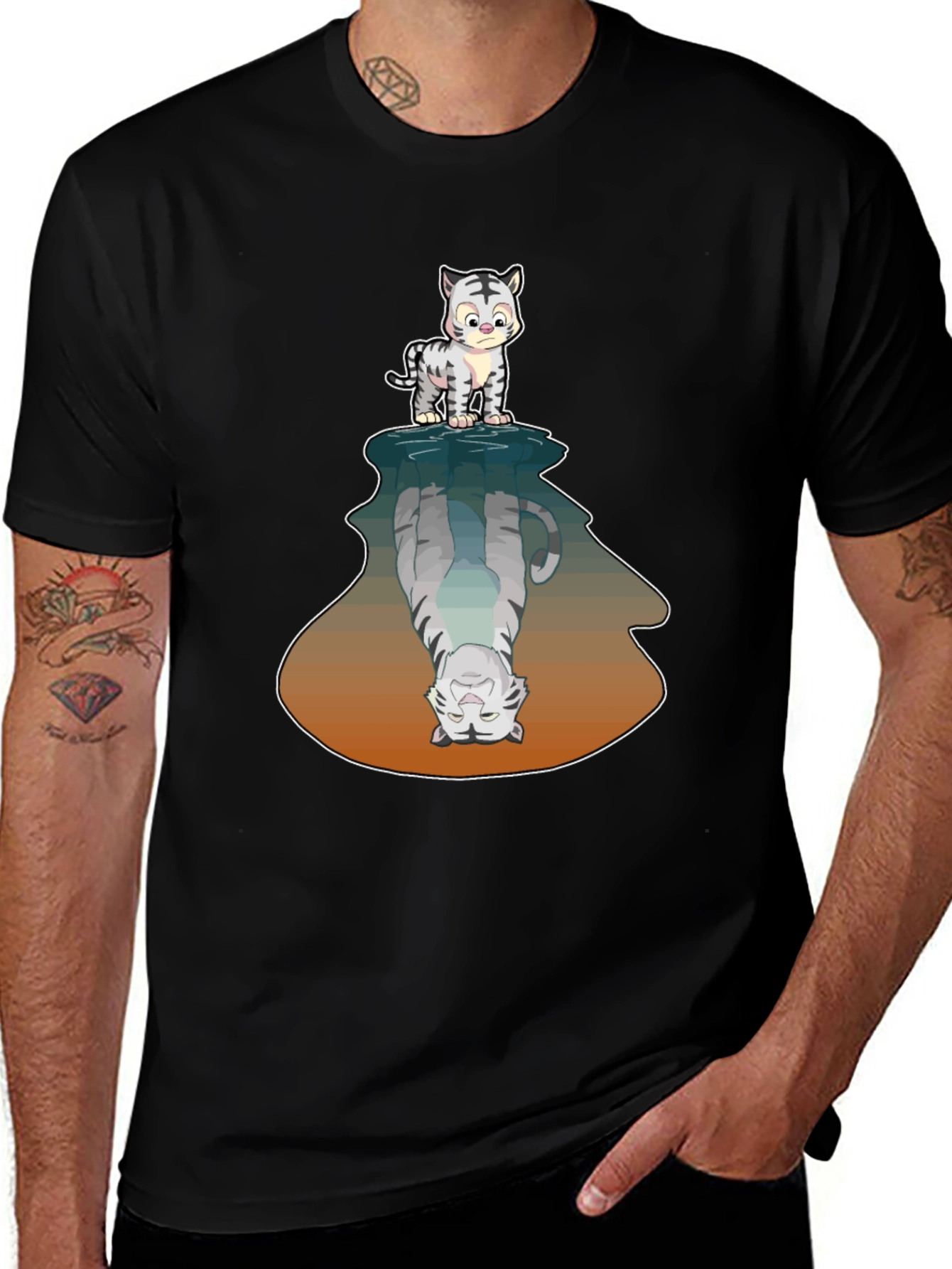 Cute Tiger Reflection Graphic Tee
