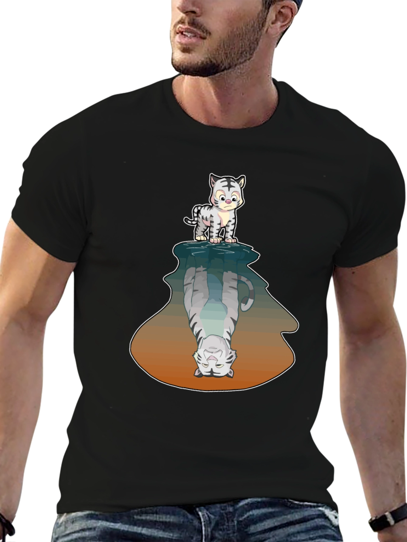 Cute Tiger Reflection Graphic Tee