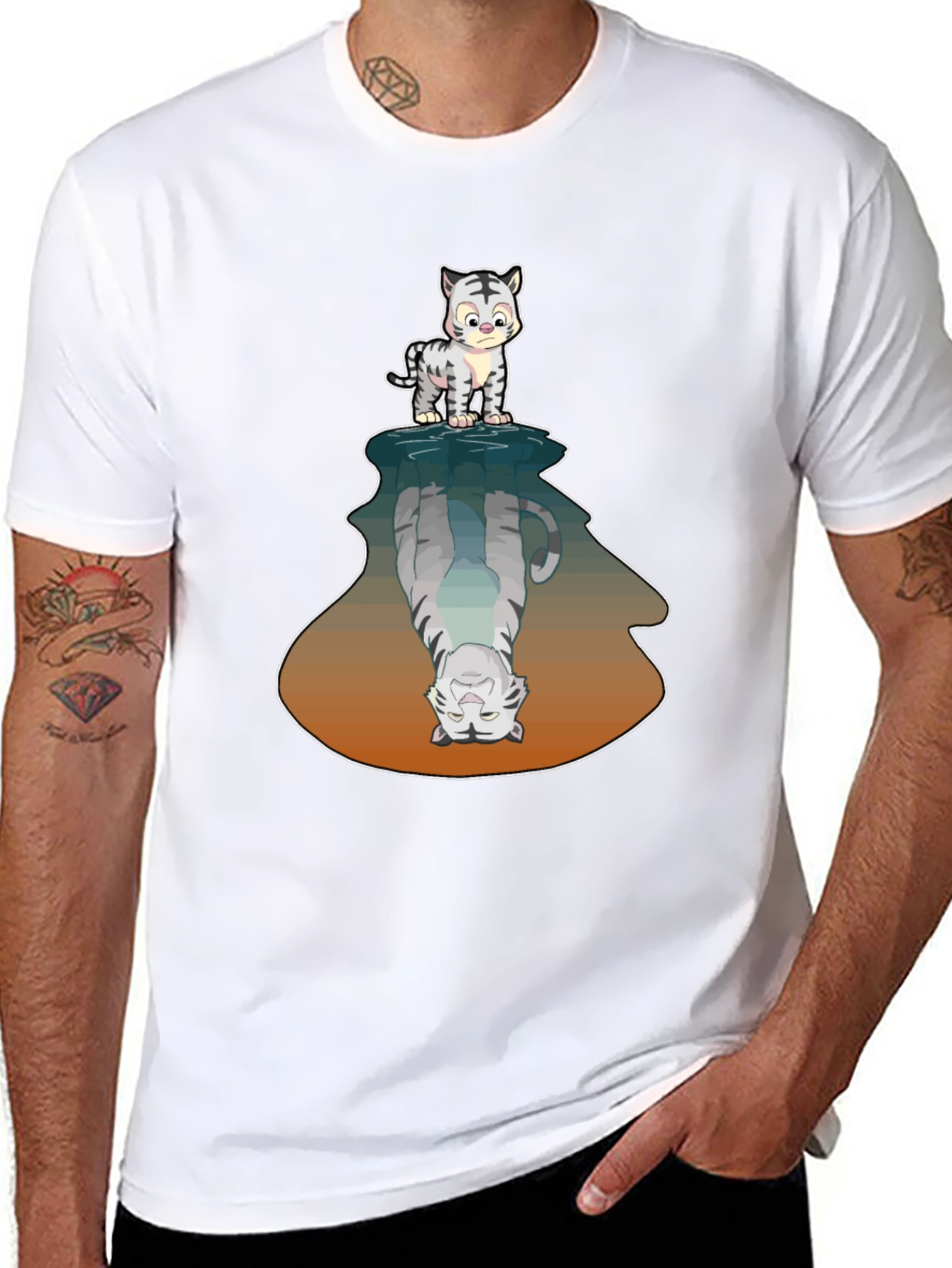 Cute Tiger Reflection Graphic Tee
