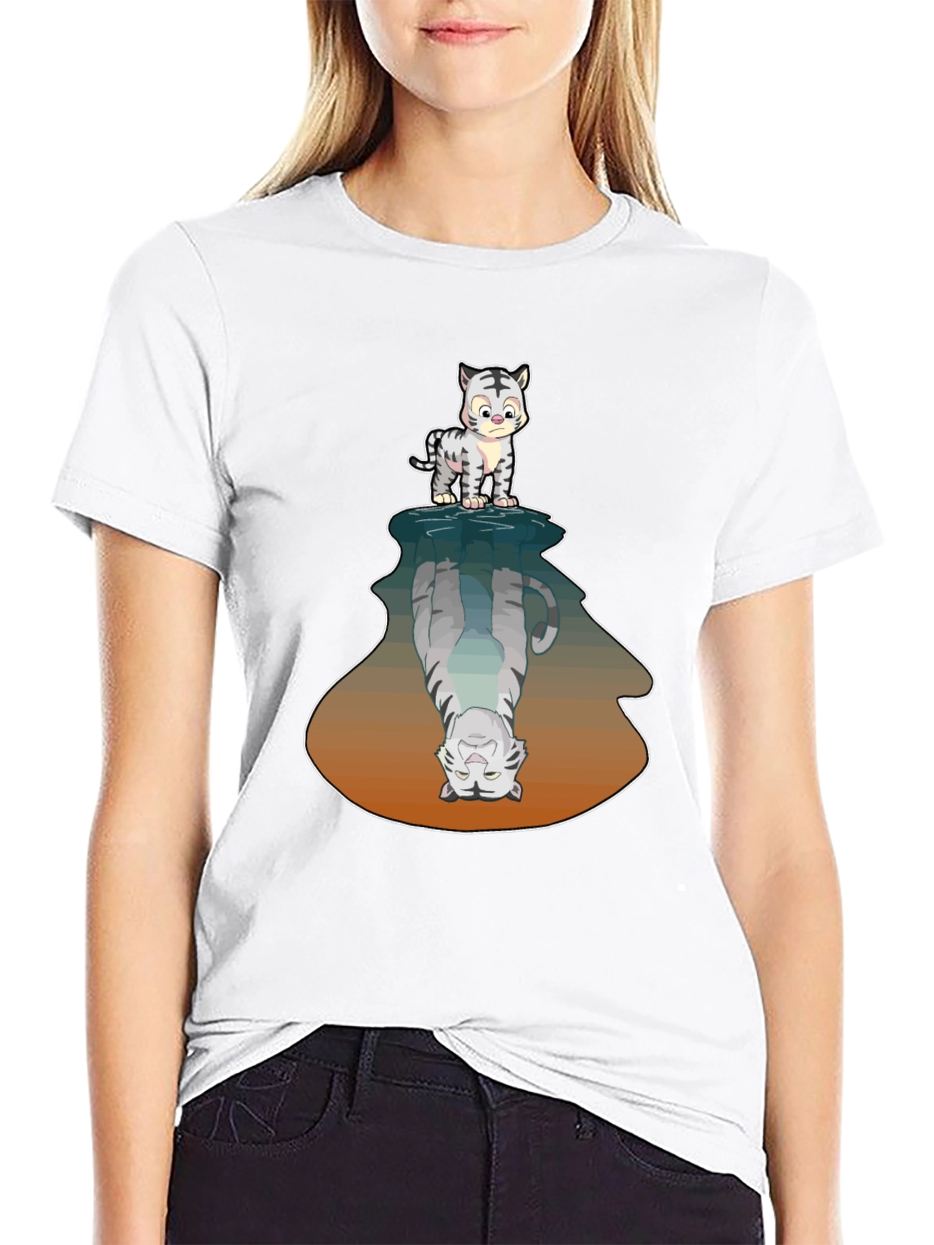Cute Tiger Reflection Graphic Tee