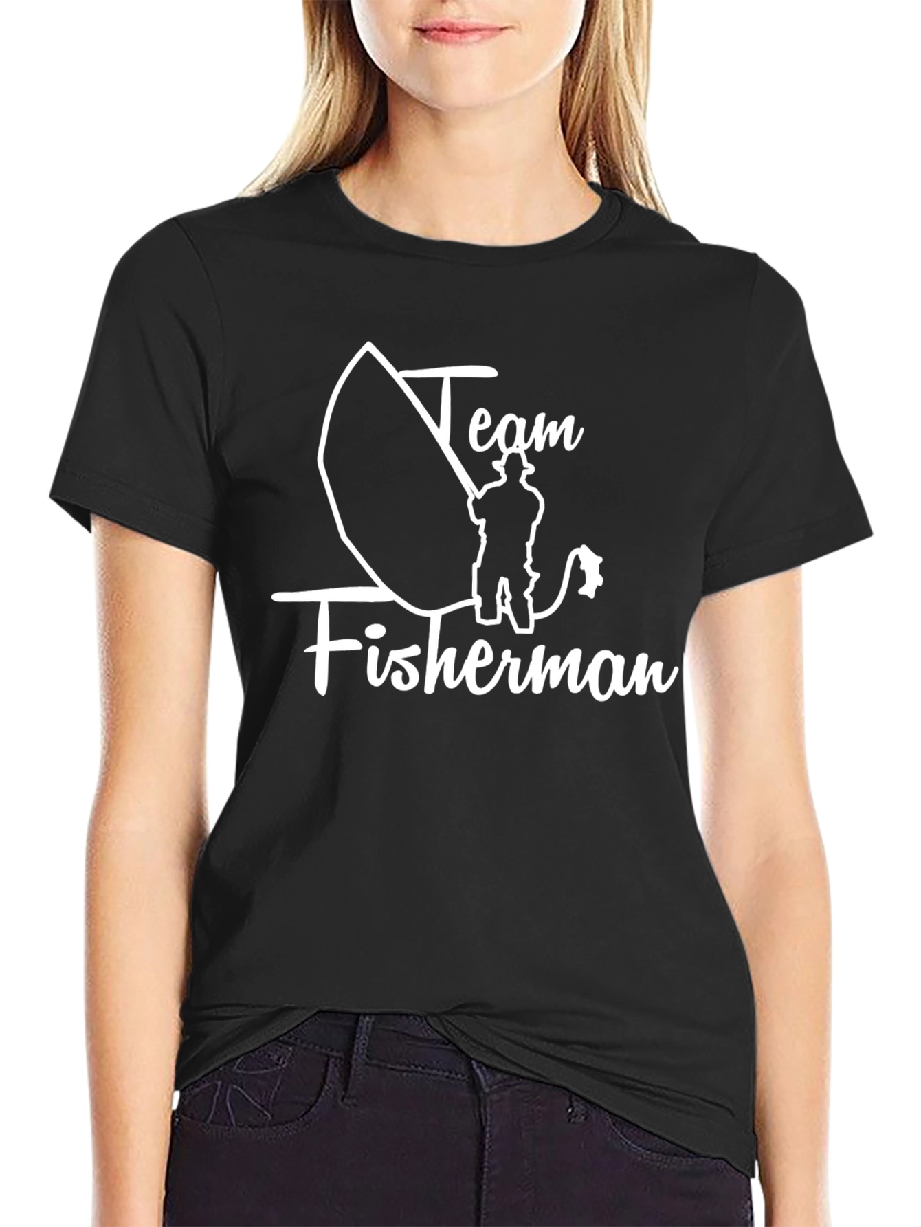 Team Fisherman Black Cotton Tee
