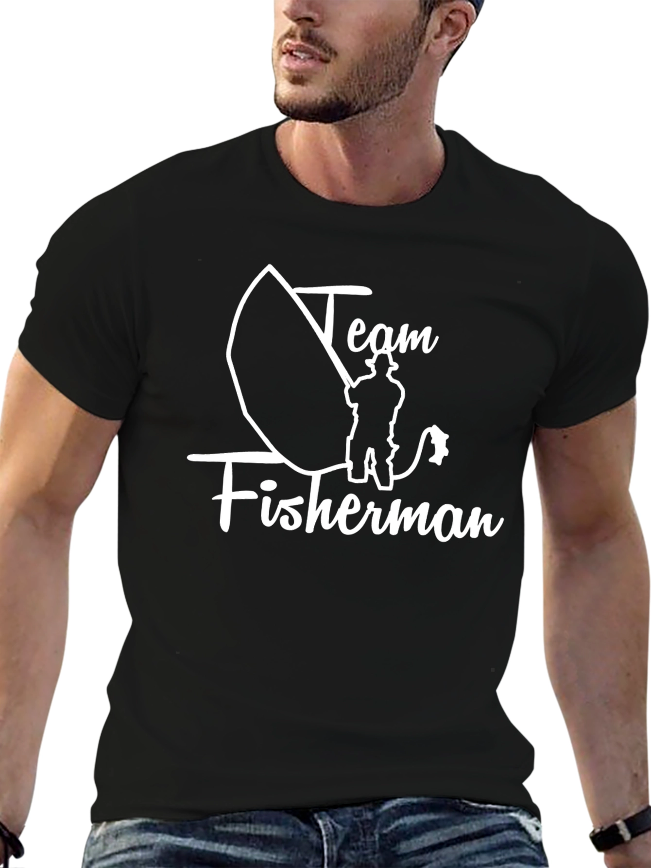 Team Fisherman Black Cotton Tee