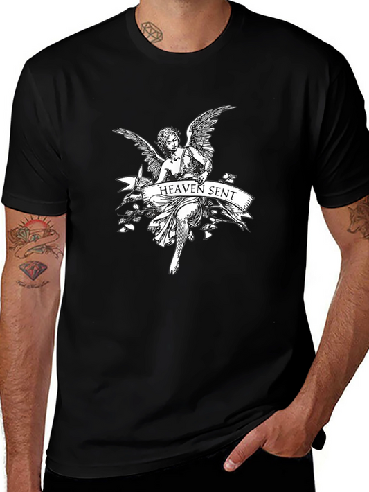 Heaven Sent Angel Graphic T-Shirt - Black