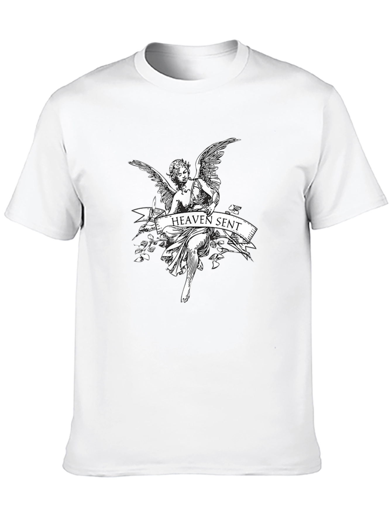 Heaven Sent Angel Graphic T-Shirt - Black